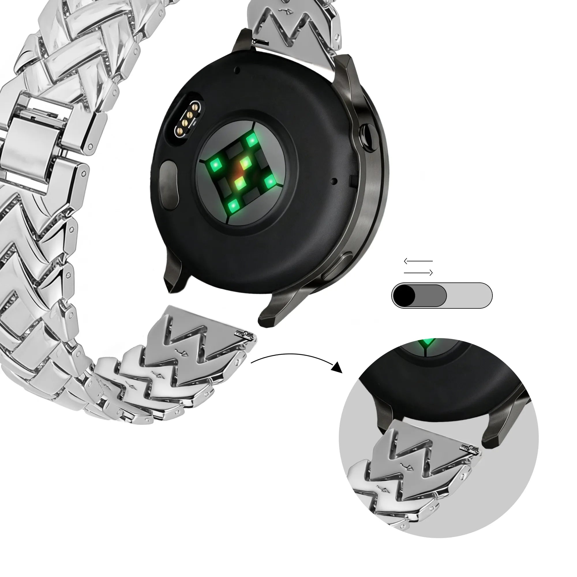 Bandz Huawei Watch GT 6 - 41mm metalen band 'V-type' (zilver)