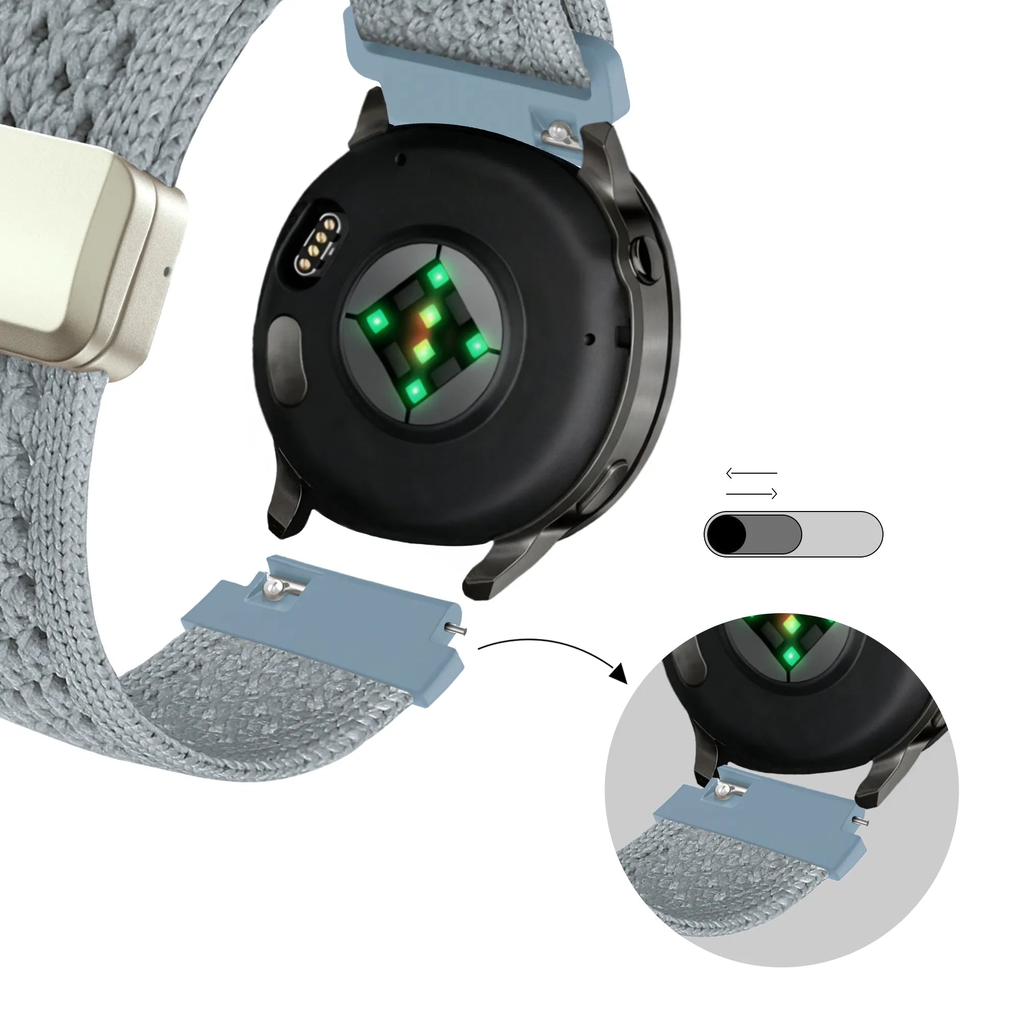 Bandz Garmin Venu 2 Plus Vintage Nylon Strap (Light Blue)