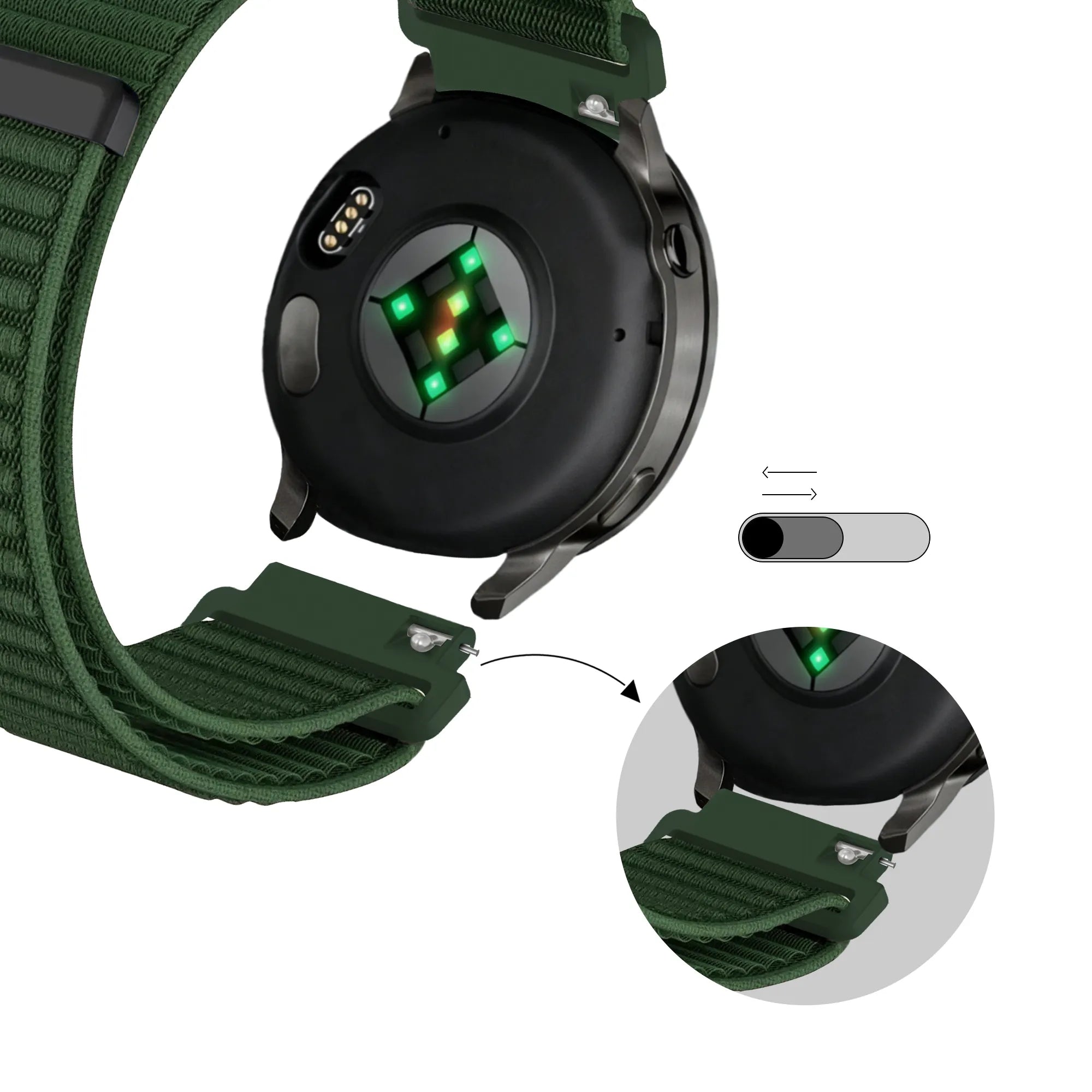Bandz Garmin Forerunner 265 nylon band 'Wave' (donkergroen)
