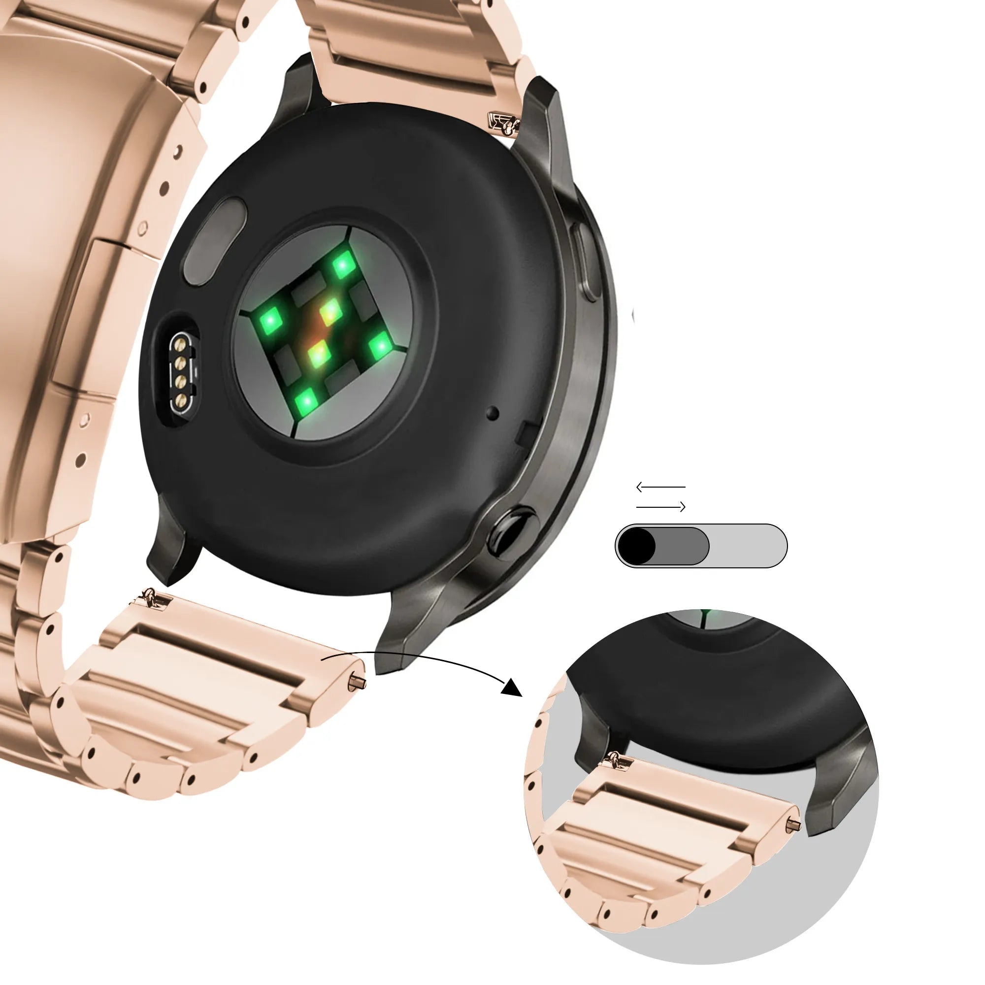 Bandz Garmin Approach S12 Titanium Link Strap (Rose Gold)