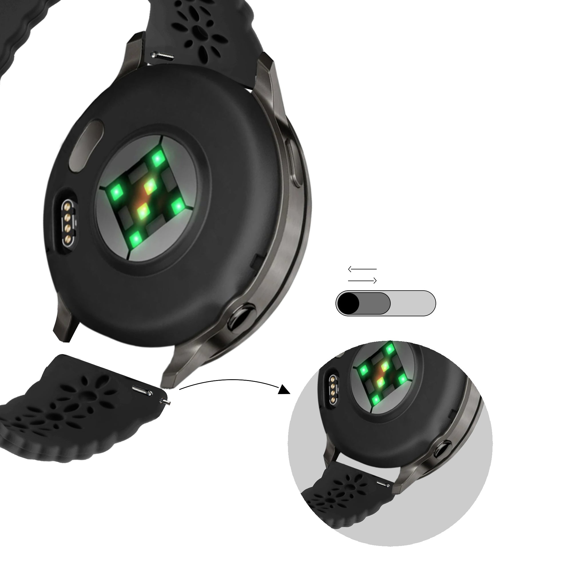 Bandz Garmin Forerunner 245 siliconen band 'Lace' (zwart)