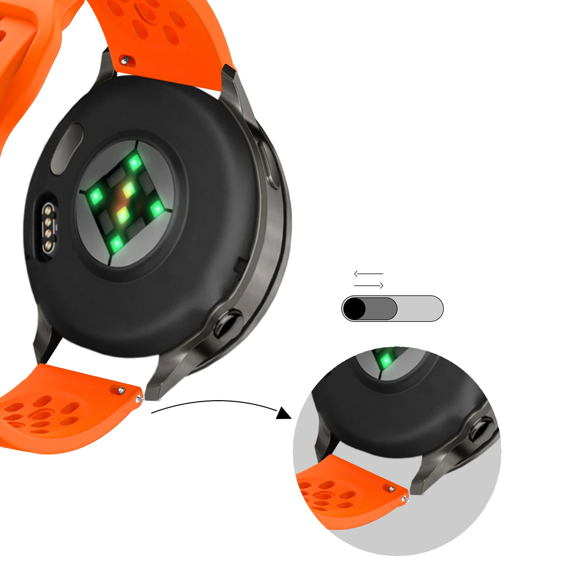 Bandz Garmin Forerunner 55 siliconen band 'Air' (oranje)