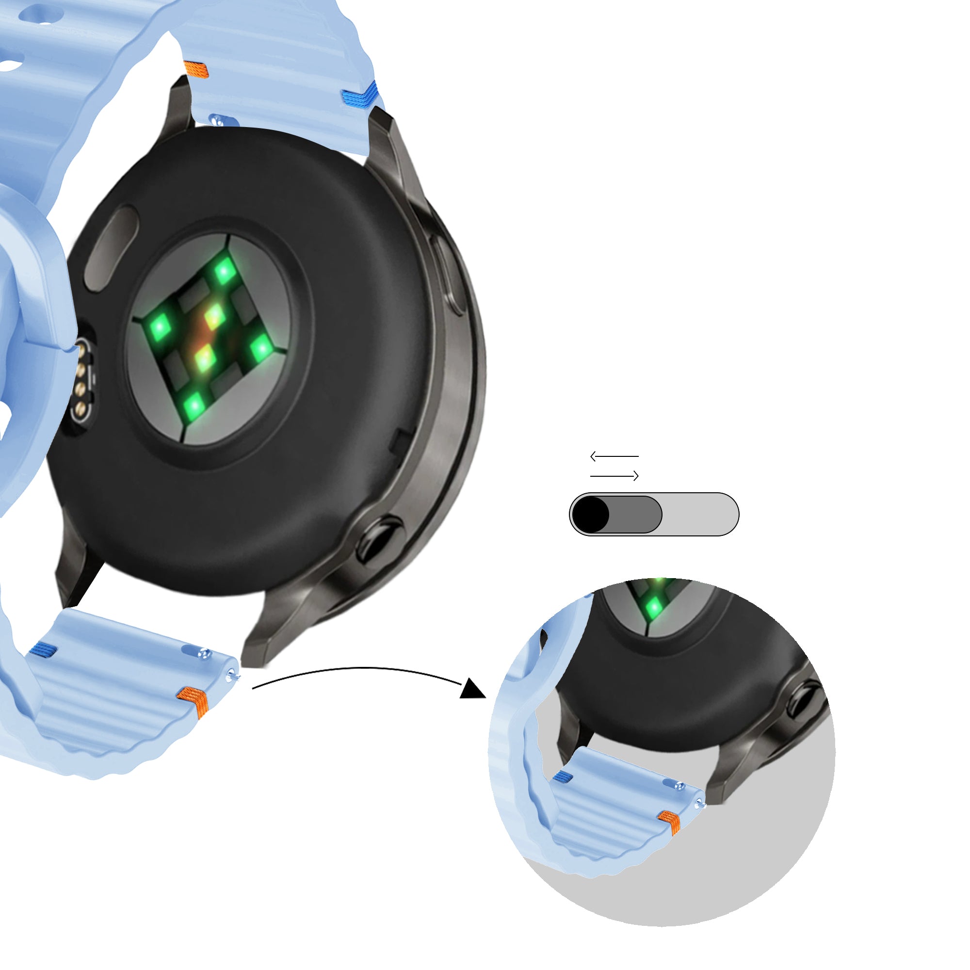 Bandz Garmin Vivoactive 6 Silicone Strap 'Wave' (Light Blue)