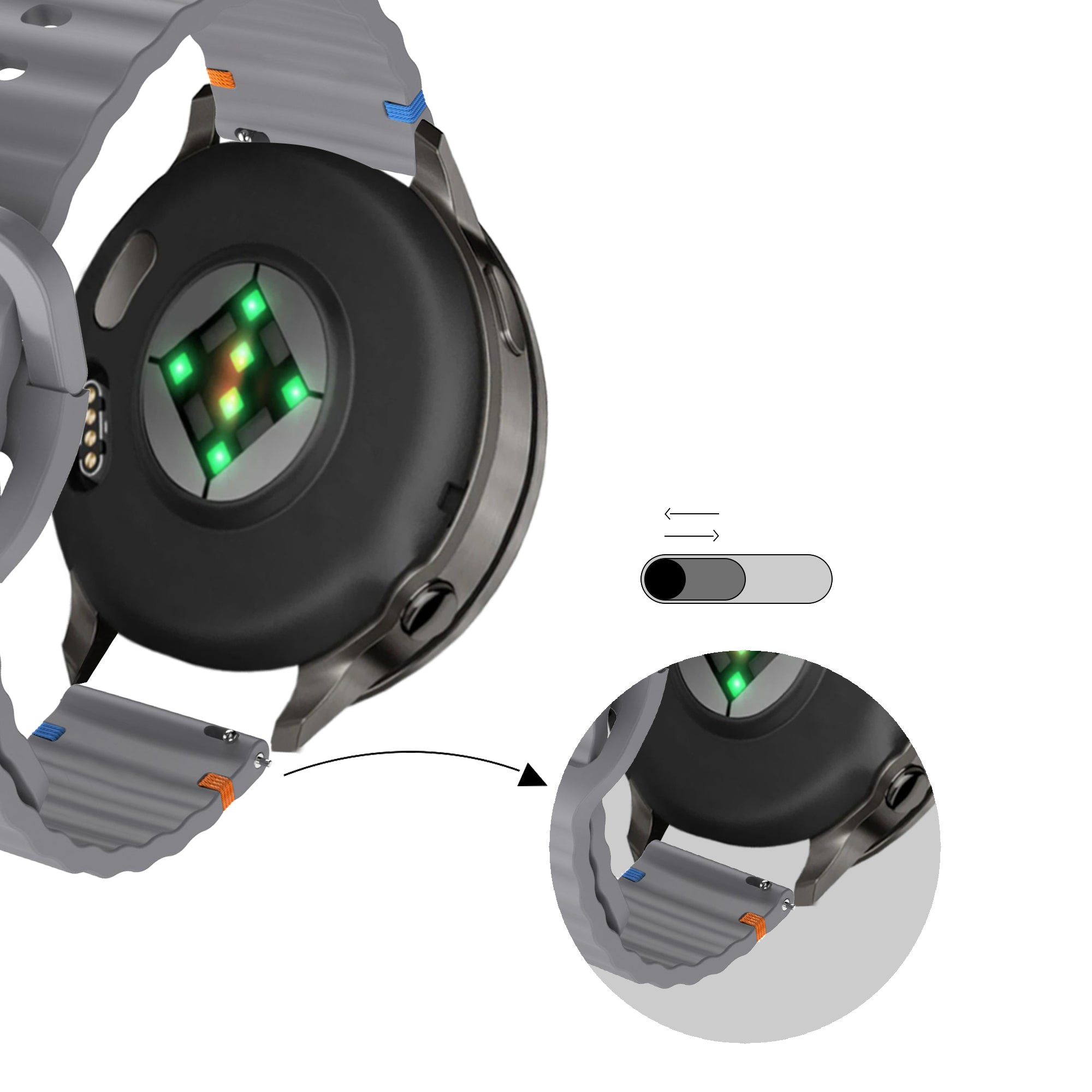 Bandz Garmin Venu 2 siliconen band 'Wave' (donkergrijs)