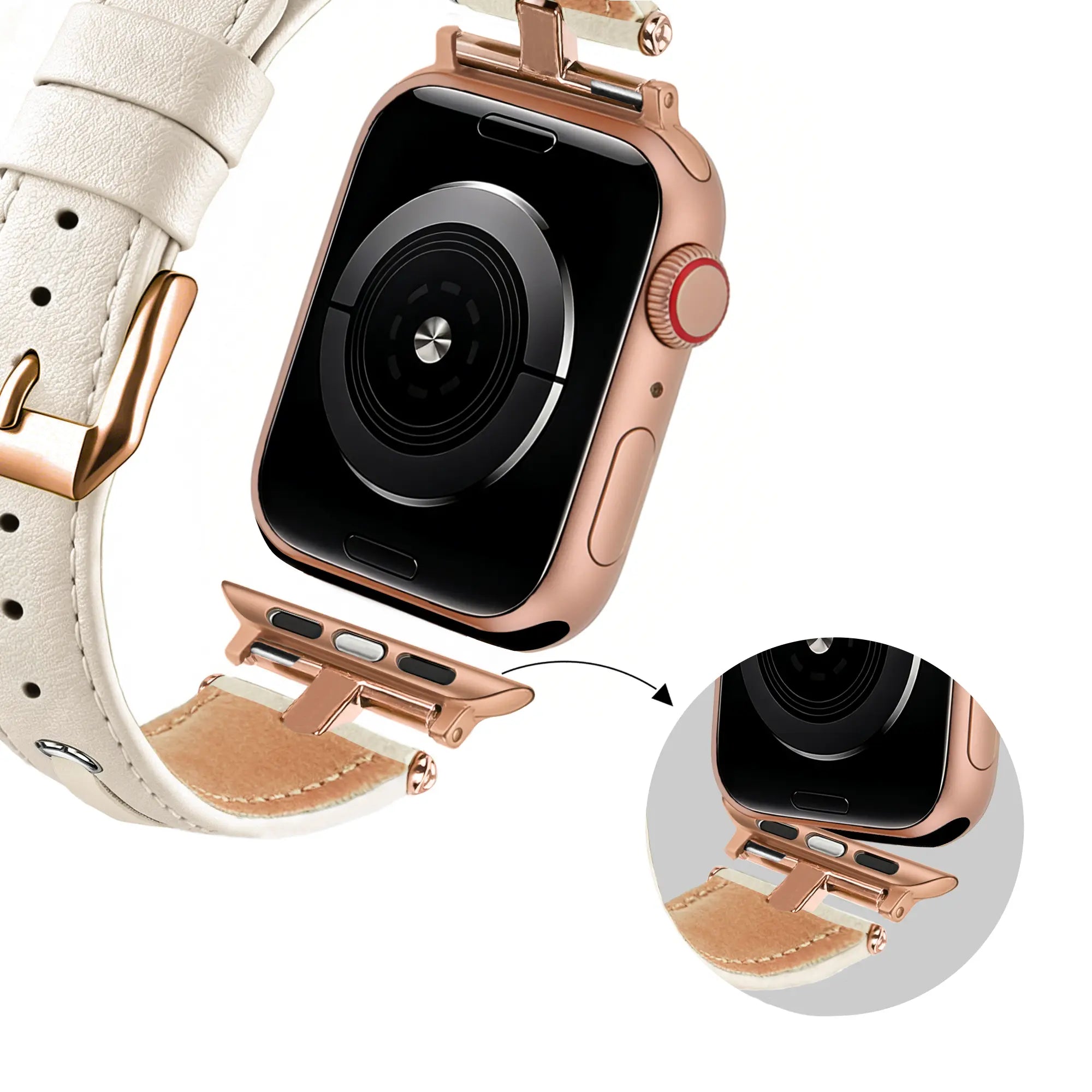 Bandz Apple Watch Leather Strap 'T-Belt' (Beige)