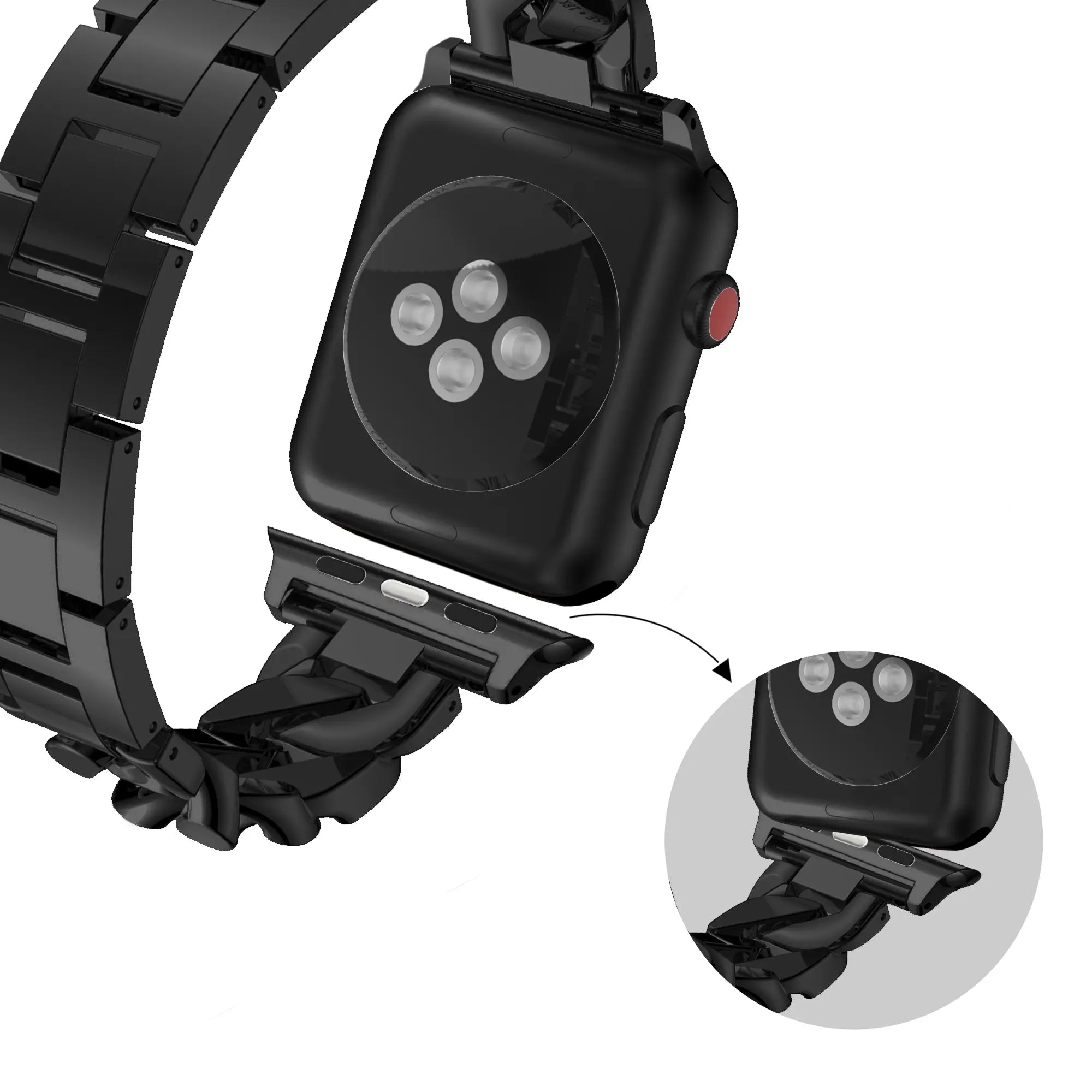 Bandz Apple Watch chain diamond band (zwart)