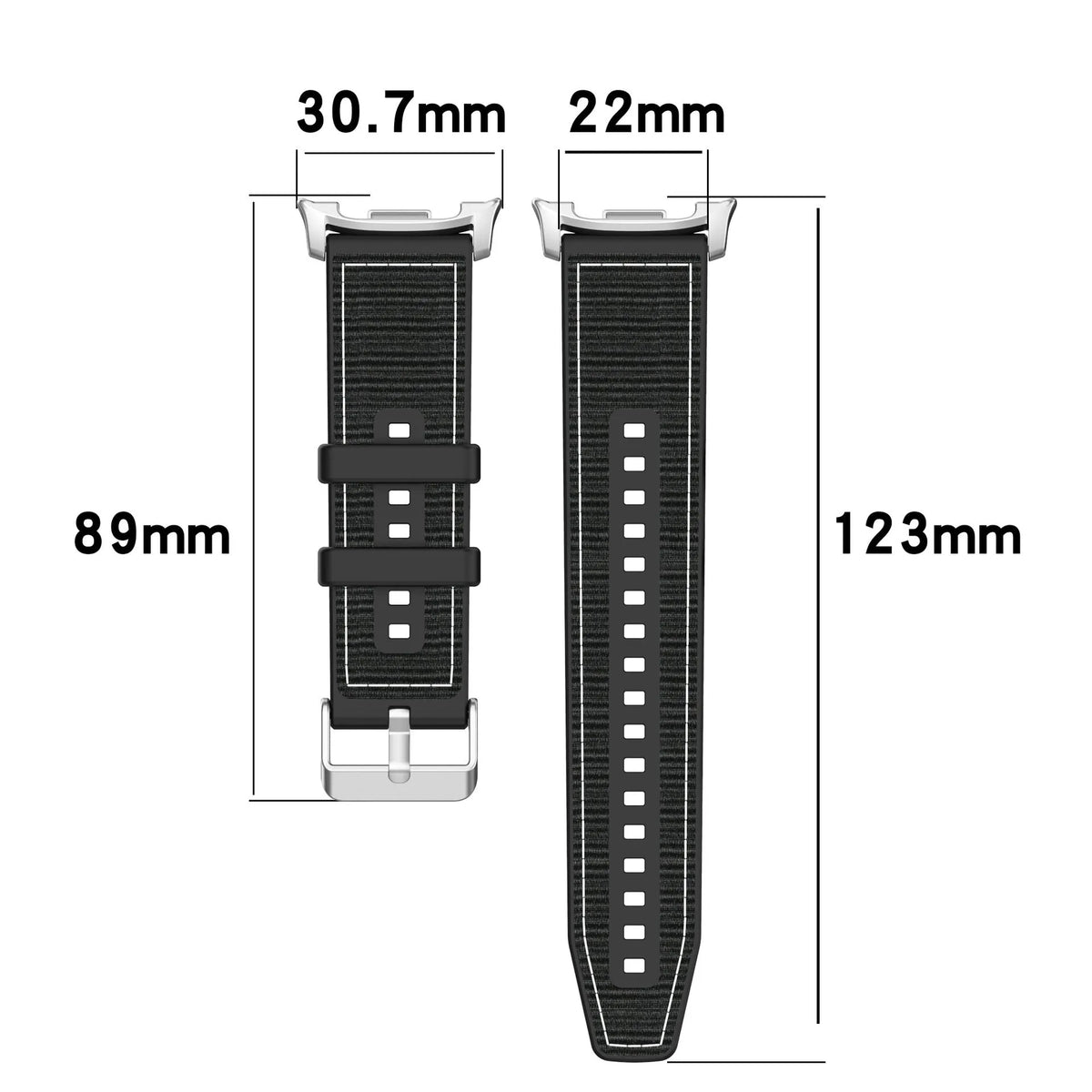Samsung Galaxy Watch 8 Classic nylon hybrid bandje (zwart)