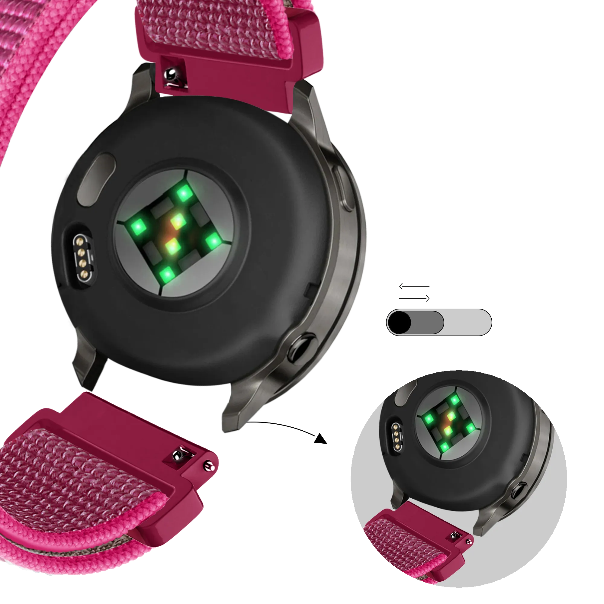 Bandz Garmin Forerunner 265s nylon loop band (dragonfruit)