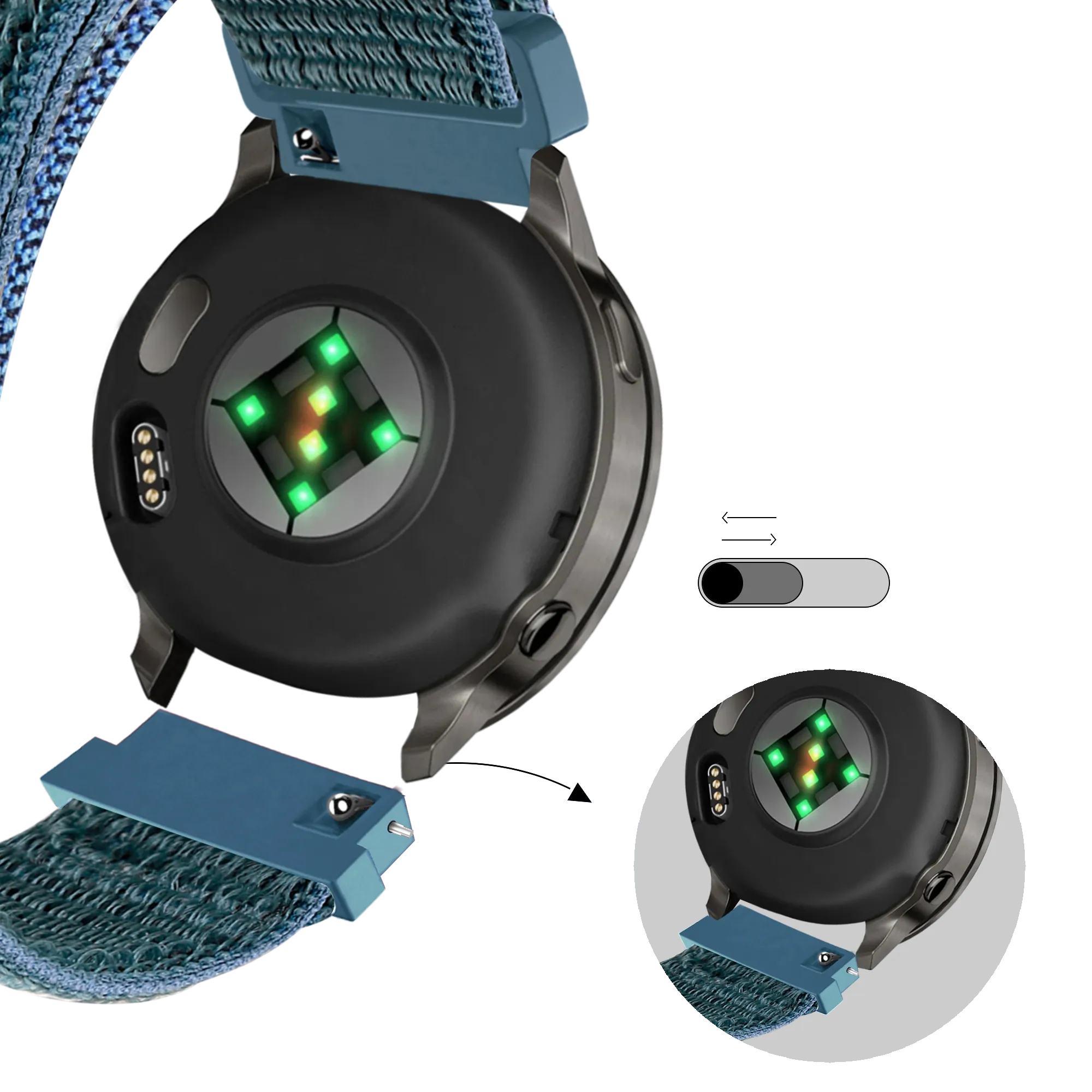 Bandz Garmin Venu 3s nylon loop band (groen-grijs)
