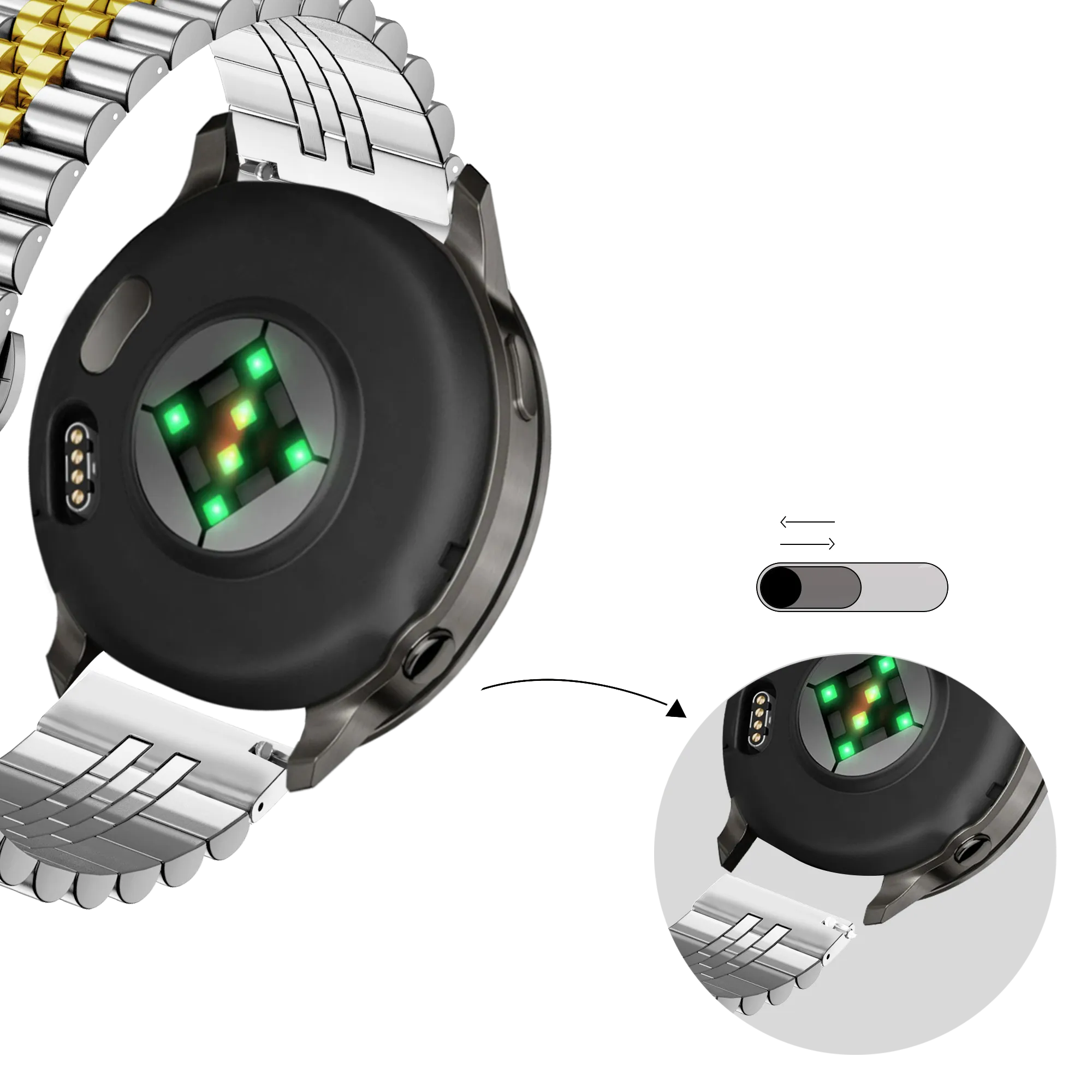 Bandz Garmin Vivomove 3s stalen band 'Jubilee' (zilver/goud)