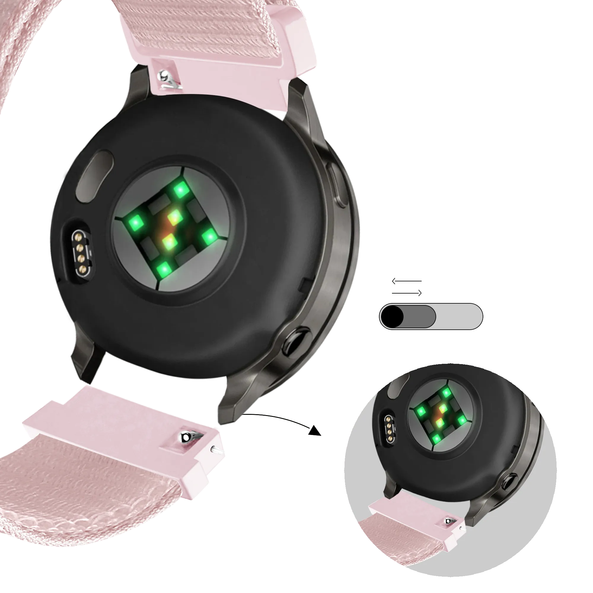 Bandz Garmin Forerunner 645 nylon loop band (lichtroze)