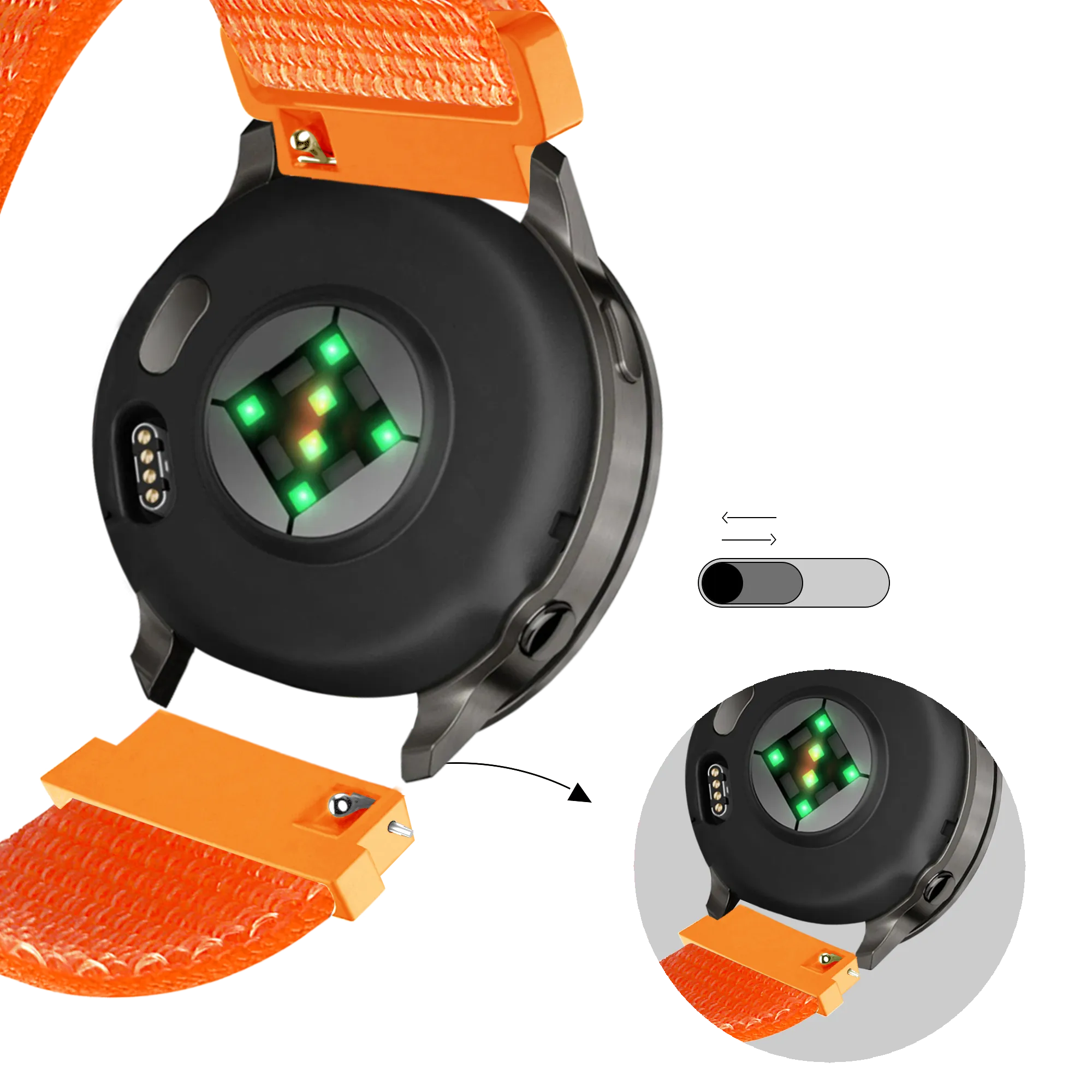 Bandz Garmin Forerunner 55 nylon loop band (oranje)