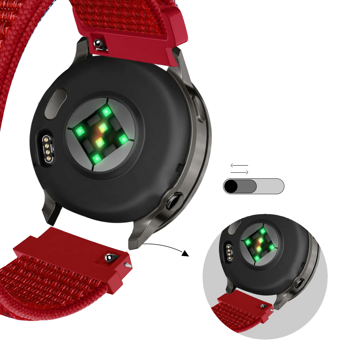 Bandz Garmin Venu SQ 2 nylon loop band (rood)