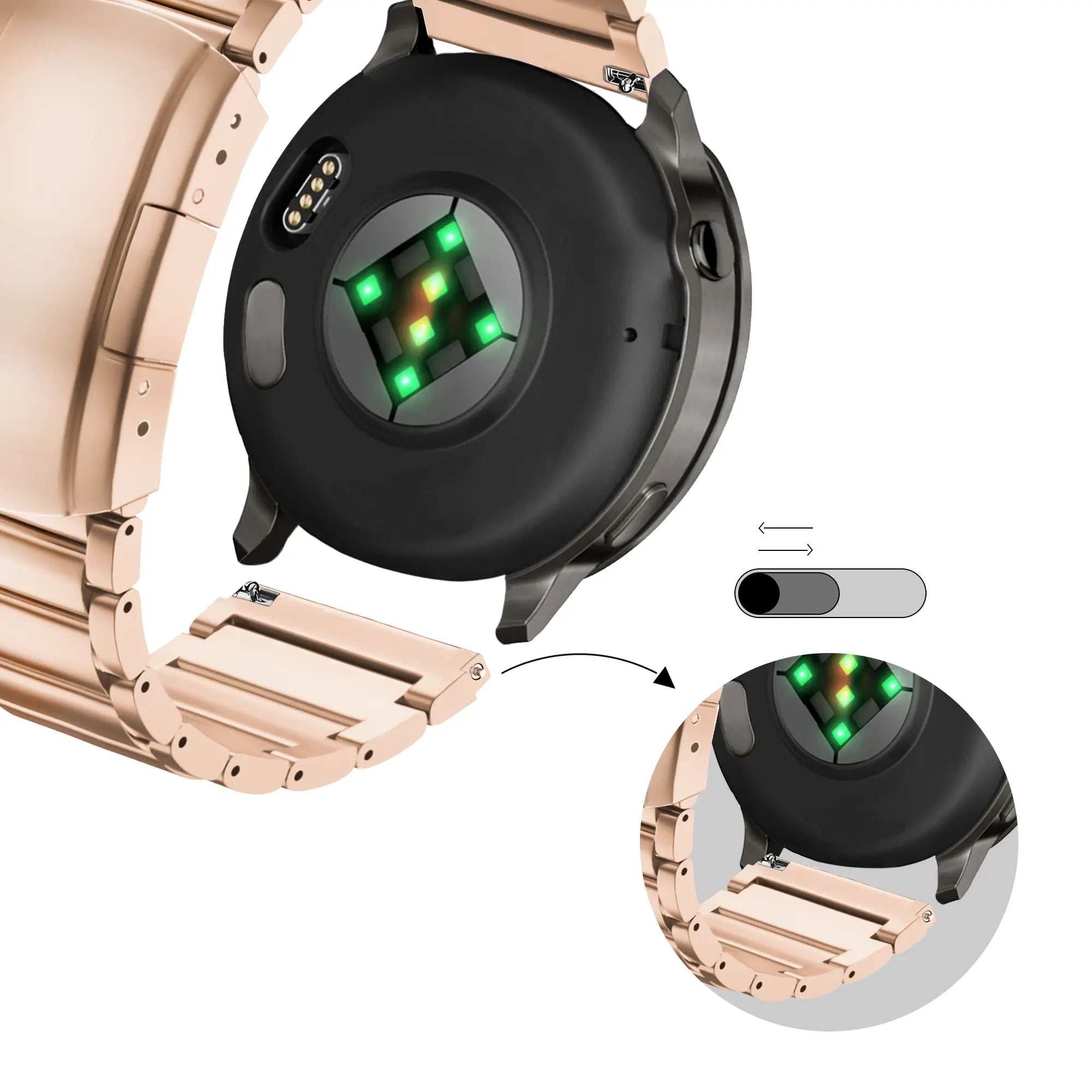 Bandz Garmin Venu 4 - 41mm titanium schakel band (roségoud)