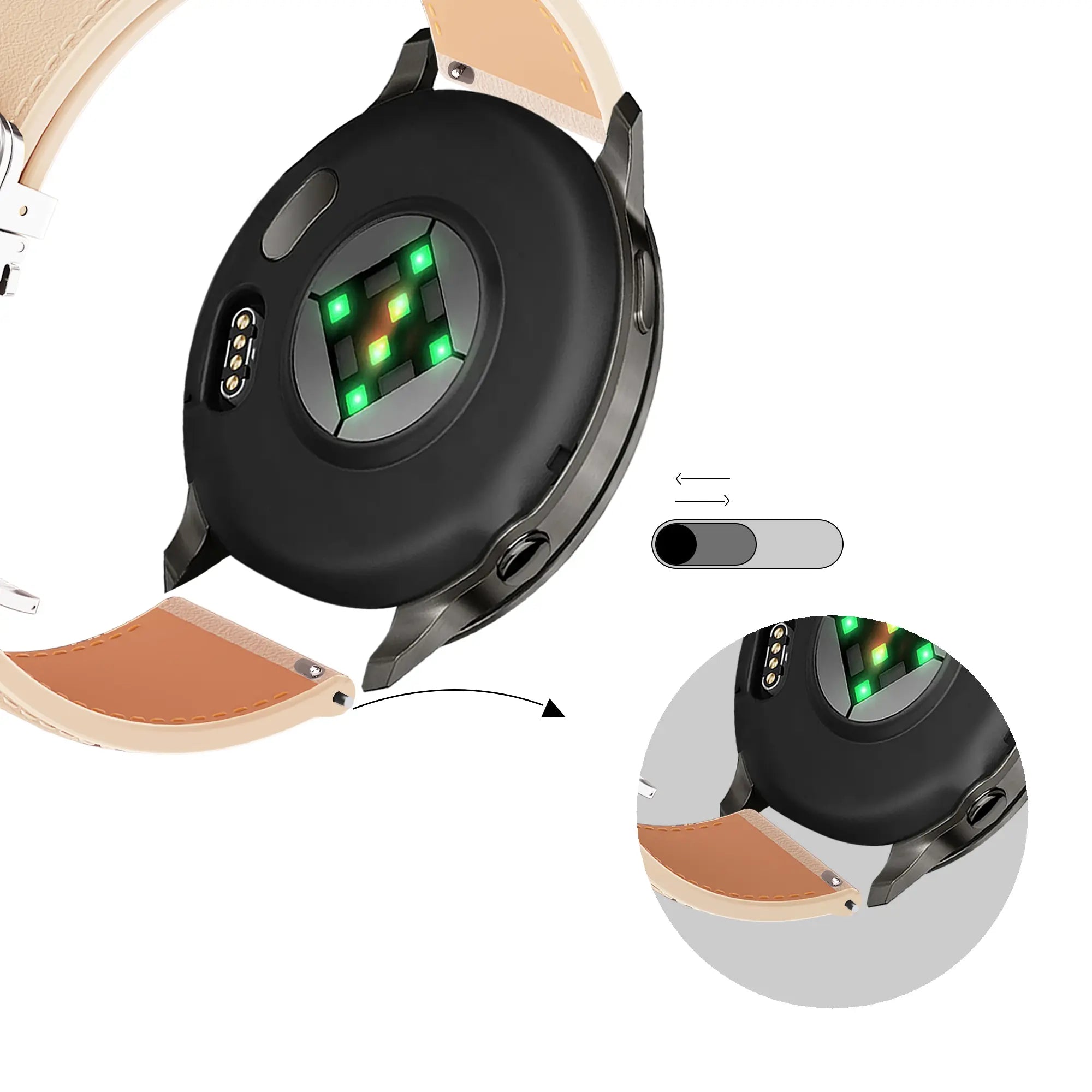Bandz Levowatch F3 Lederen band 'D-Type' (beige)
