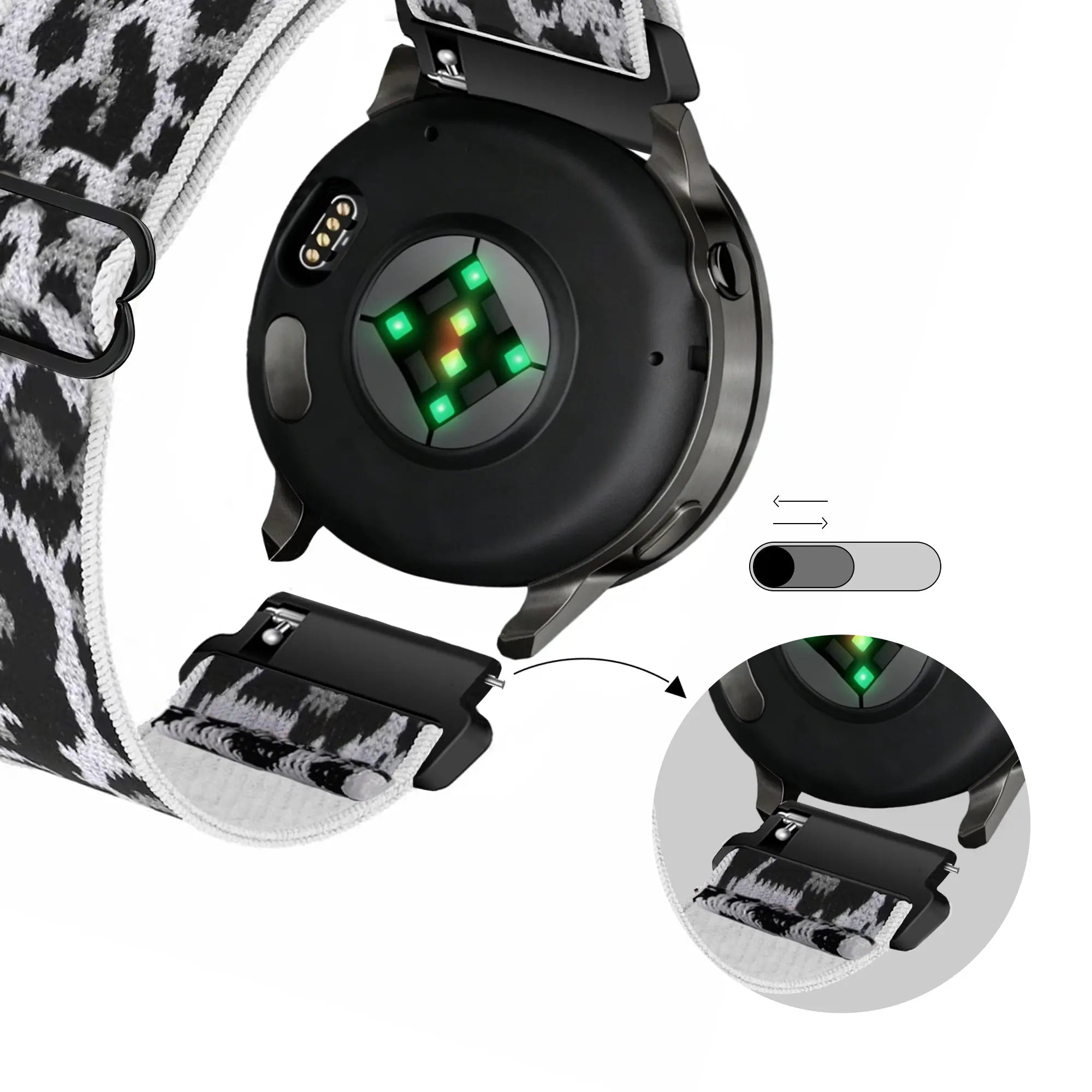 Bandz Samsung Galaxy Watch 7 - 40mm Elastische nylon band (white leopard)