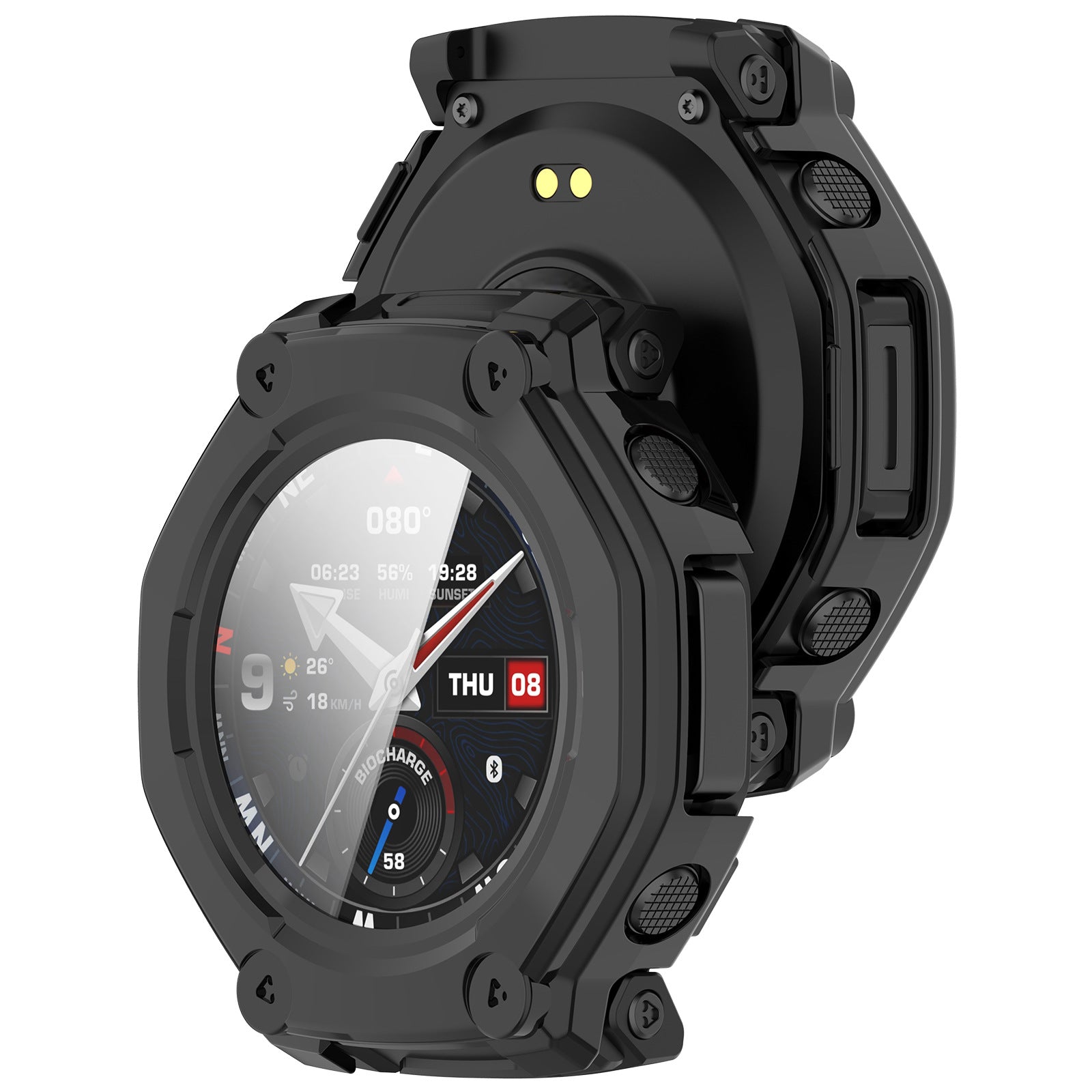 Amazfit T-Rex 3 Pro - 48mm hard case met glas (zwart)