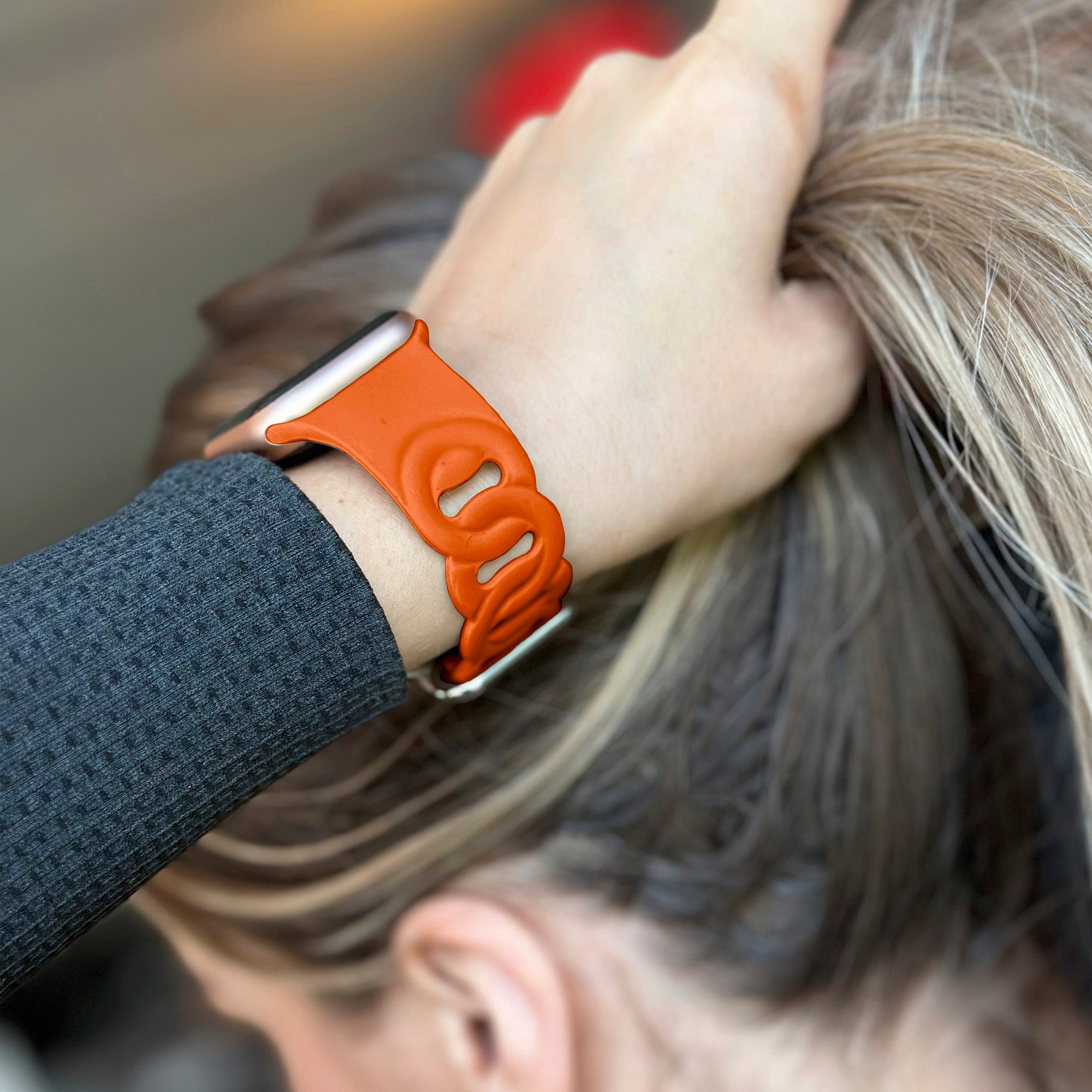 Apple Watch Silicone Chain Strap (Orange)