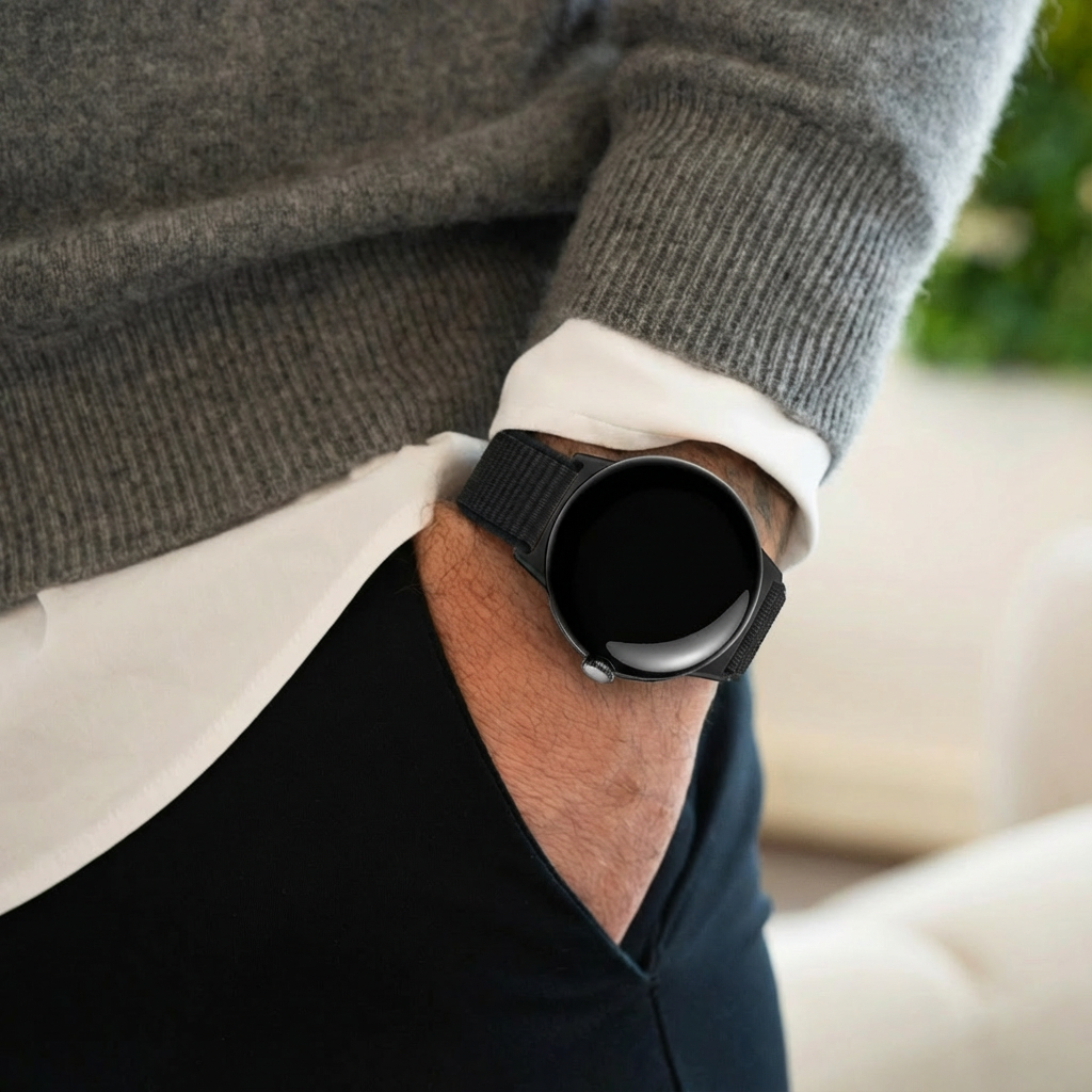 Google Pixel Watch 3 - 45mm nylon bandje (zwart)