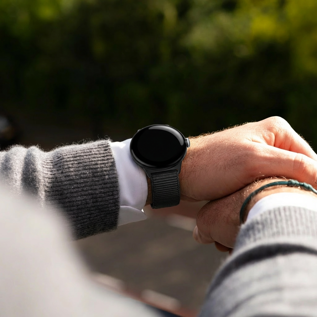 Google Pixel Watch 3 - 45mm nylon bandje (zwart)