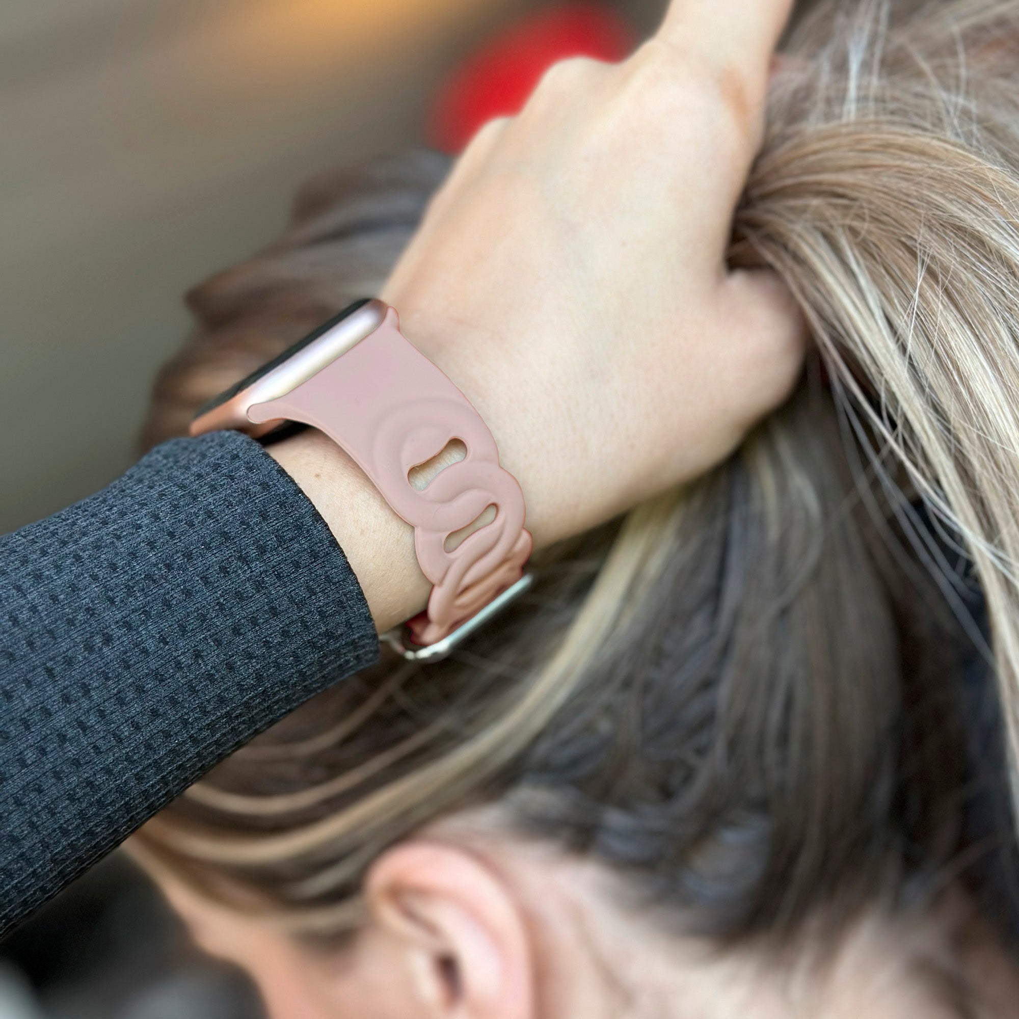 Apple Watch silicone chain band (roze)