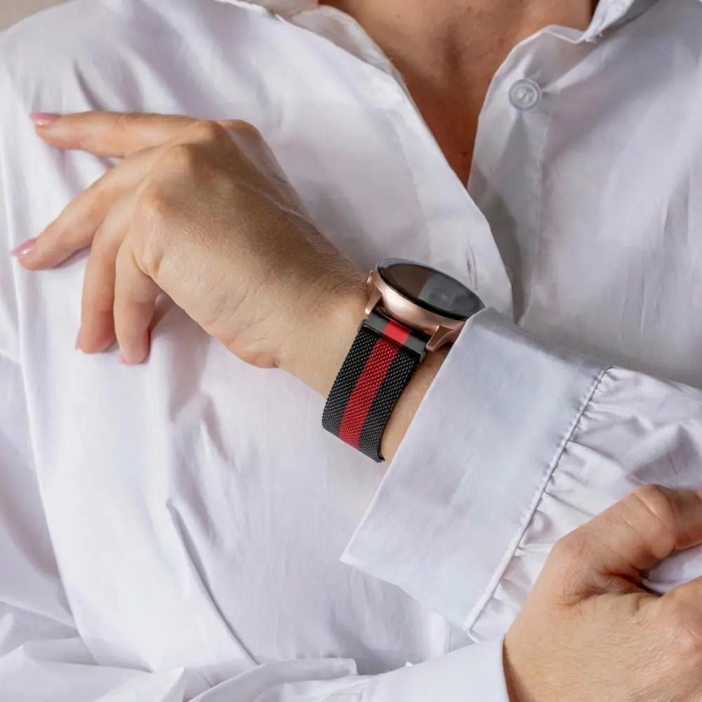 Samsung Galaxy Watch 42mm Milanese band (zwart/rood)