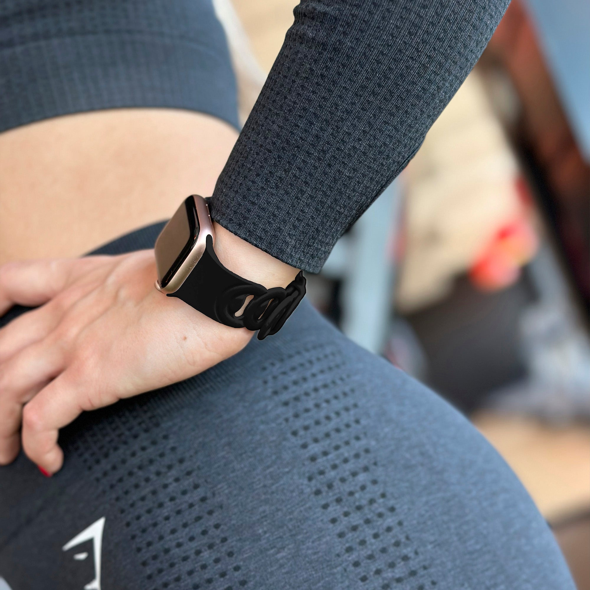 Apple Watch silicone chain band (zwart)