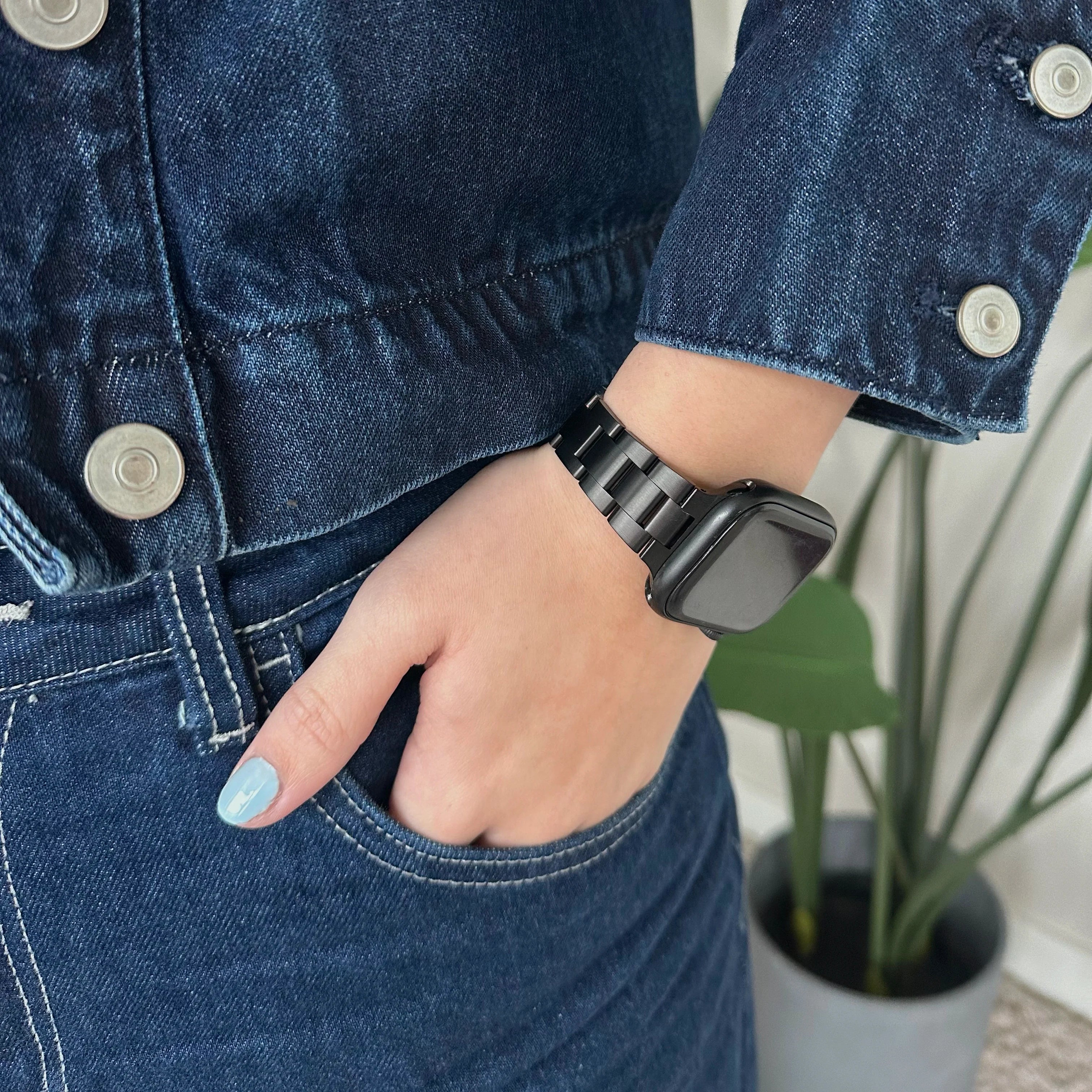 xoxo Wildhearts Apple Watch fijn stalen bandje (zwart)