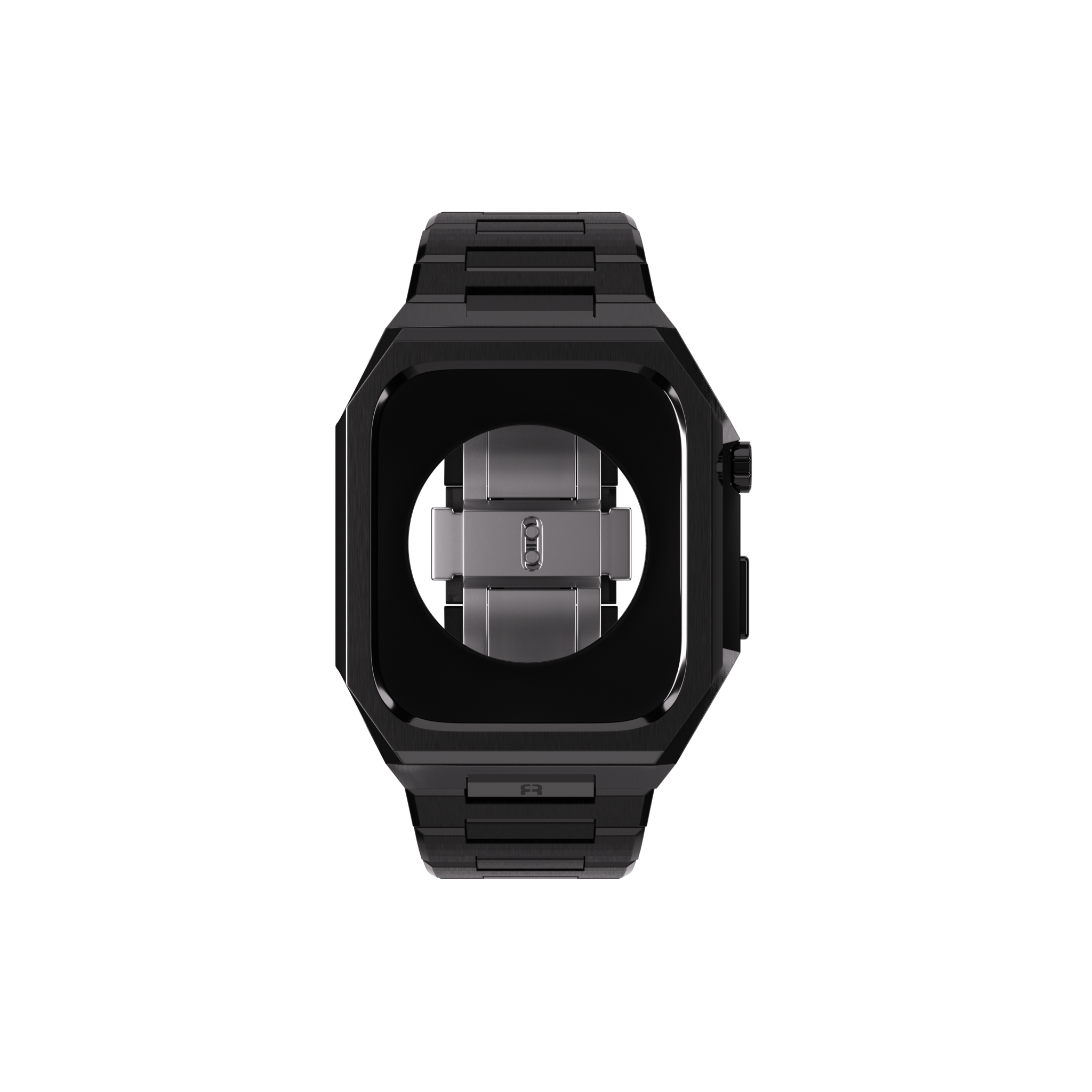 Reqior Apple Watch 45mm case met stalen band 'Nautilus' (zwart)