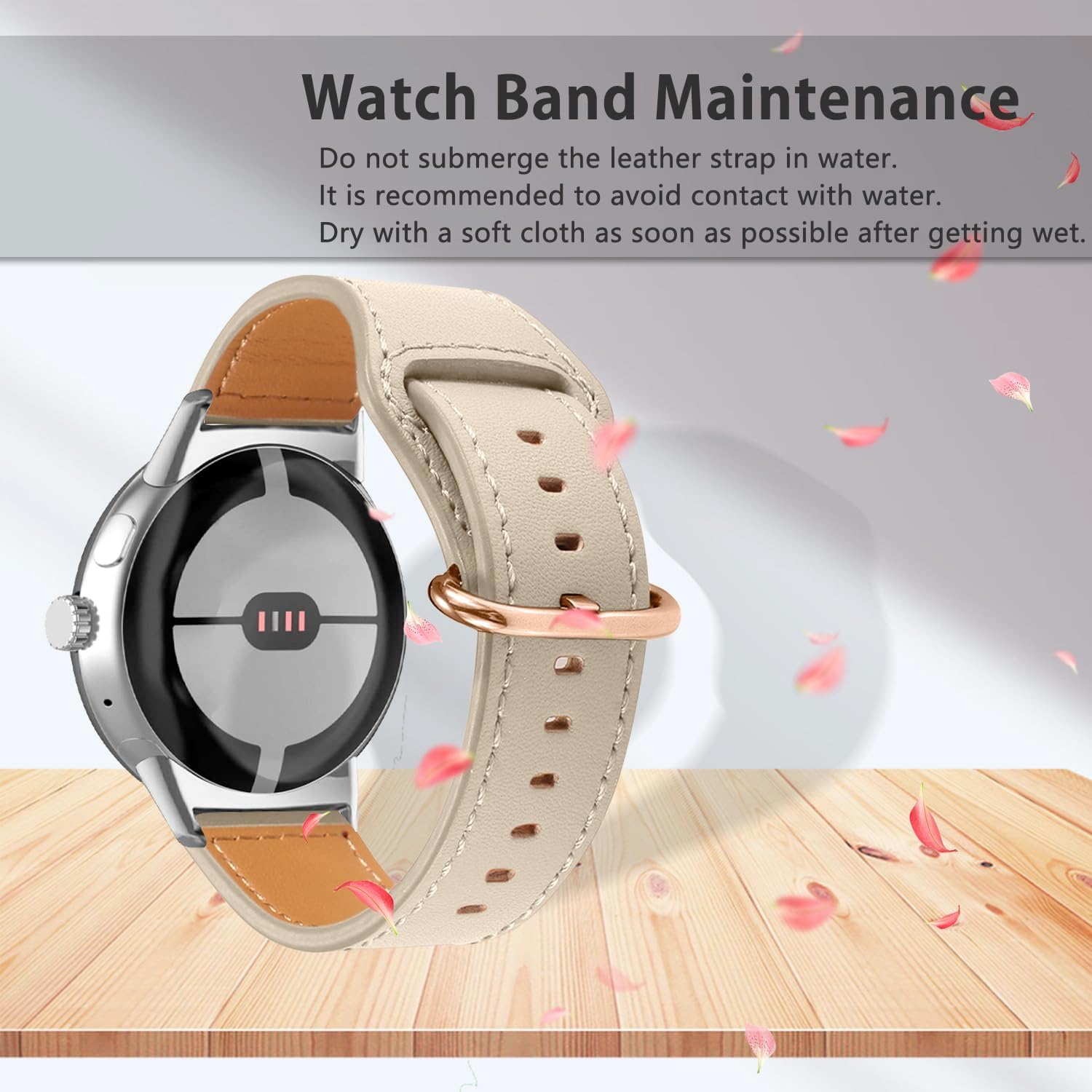 Google Pixel Watch 4 - 41mm Leather Buckle Strap (Beige)