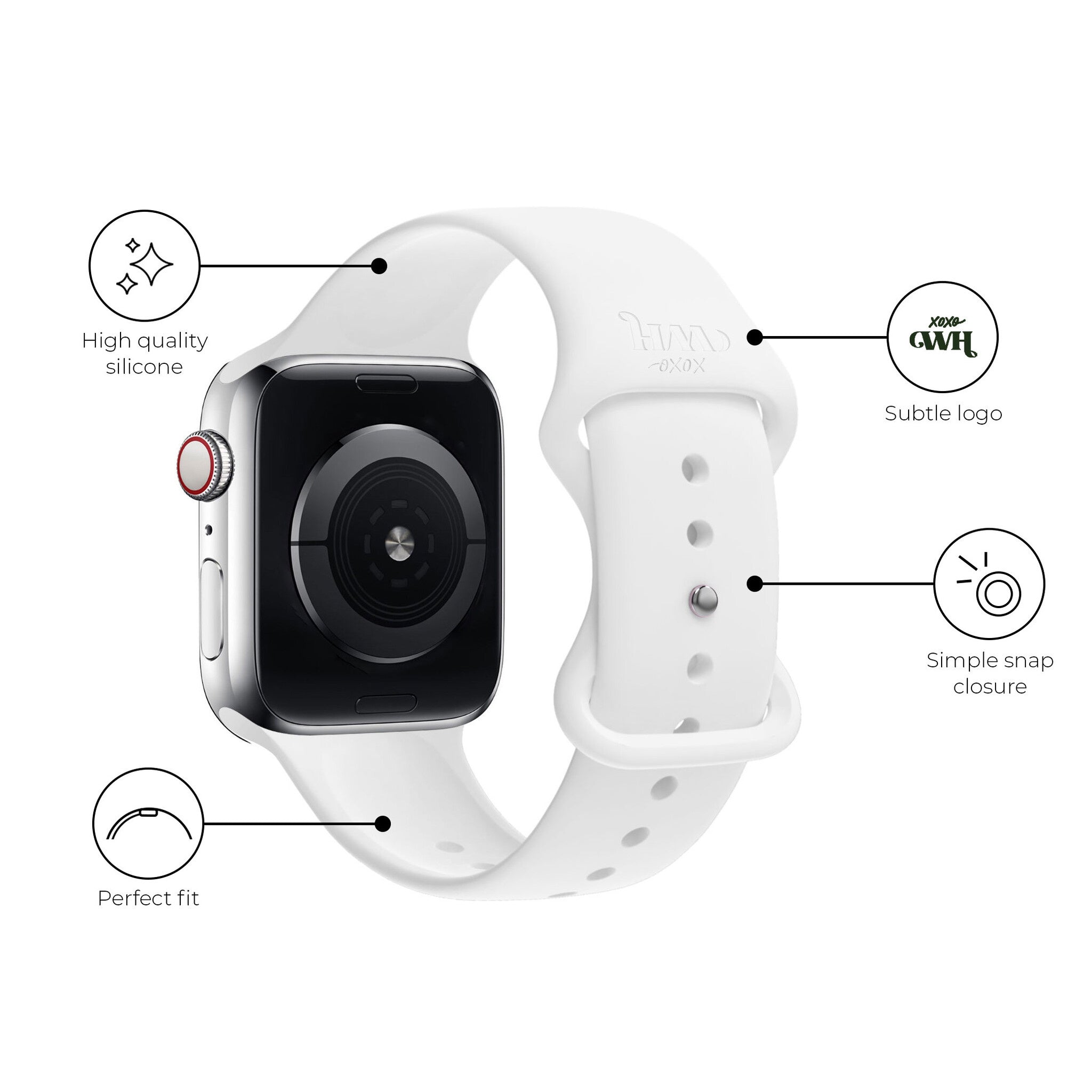 xoxo Wildhearts Apple Watch siliconen bandje (wit)