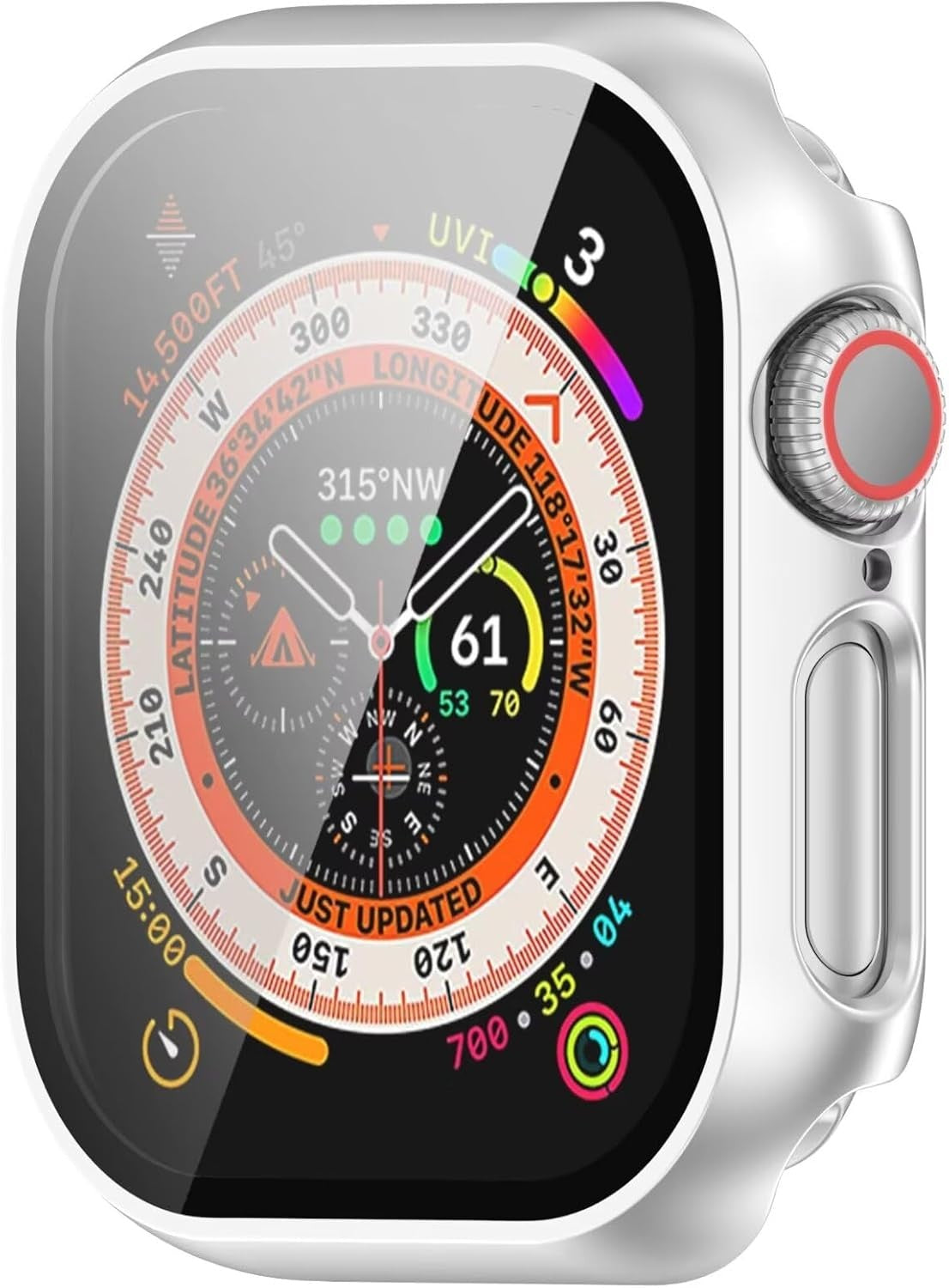 Apple Watch 11 hard case met glas (zilver)