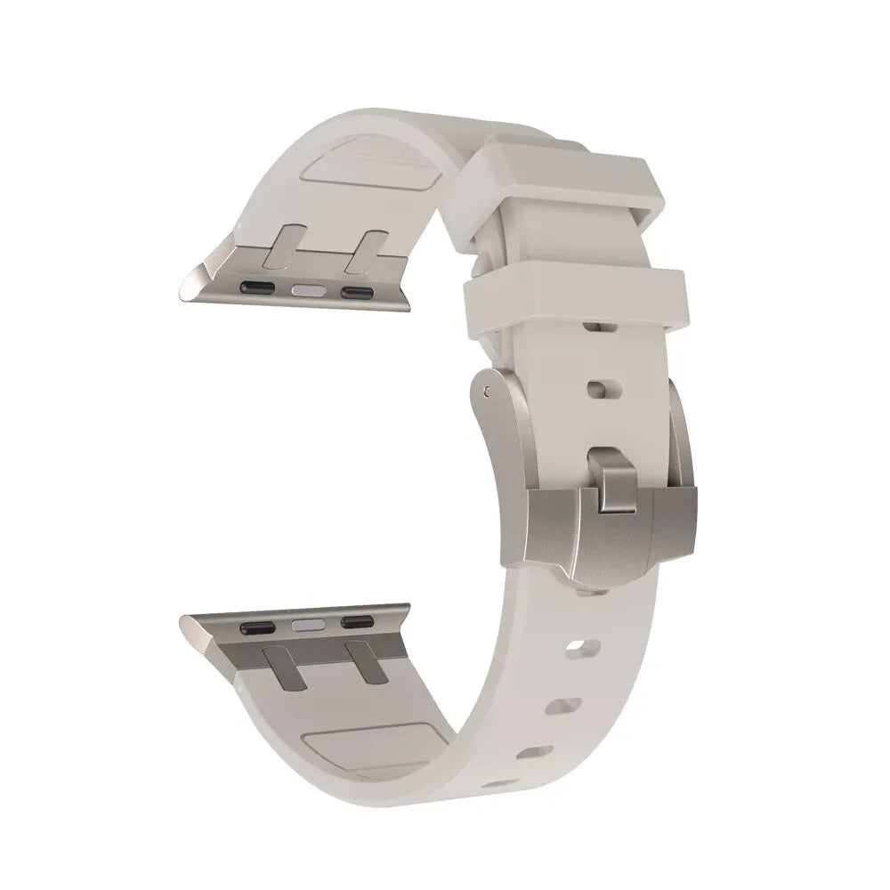 Apple Watch luxe liquid silicone band (sterrenlicht met titanium)