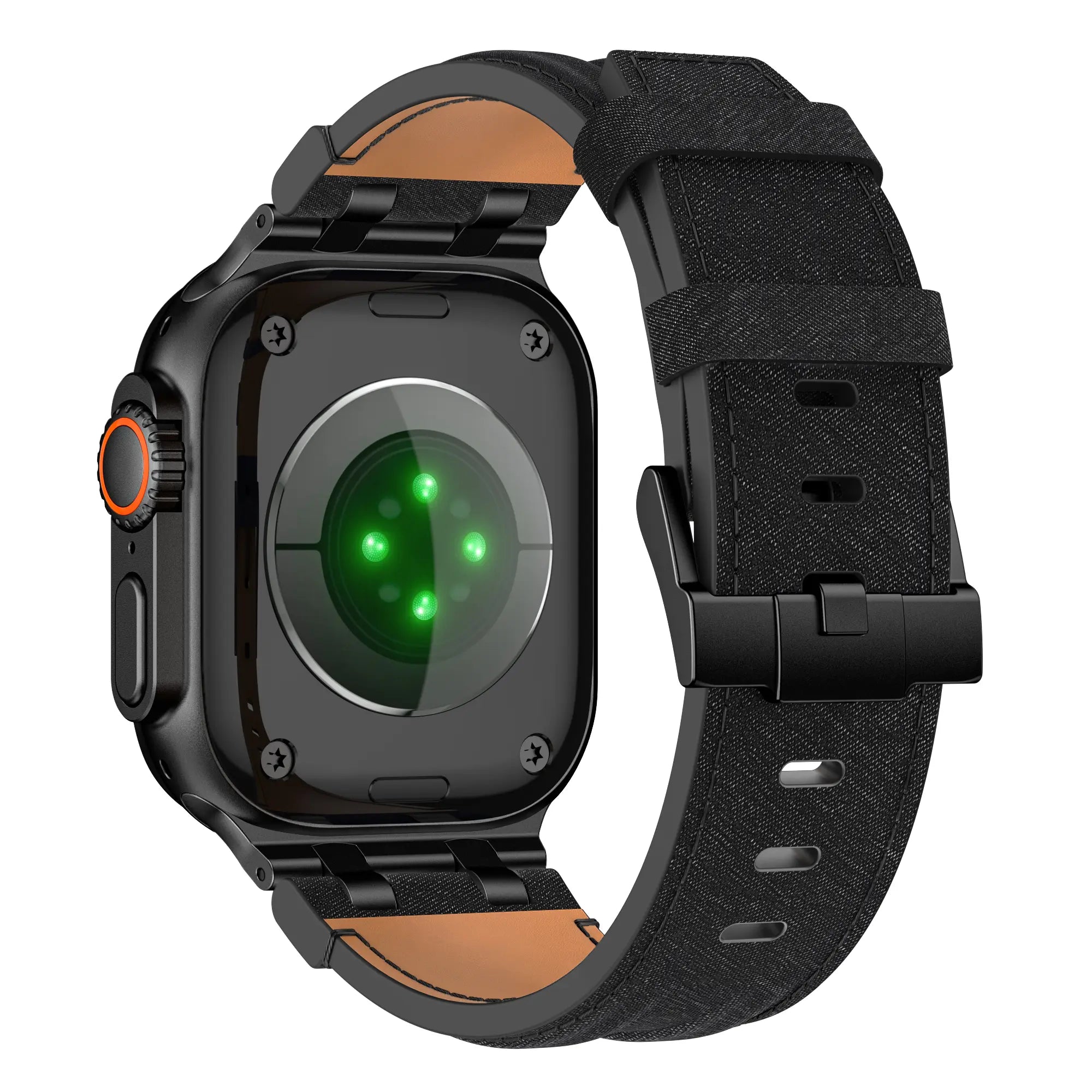 Apple Watch denim leren band (zwart)