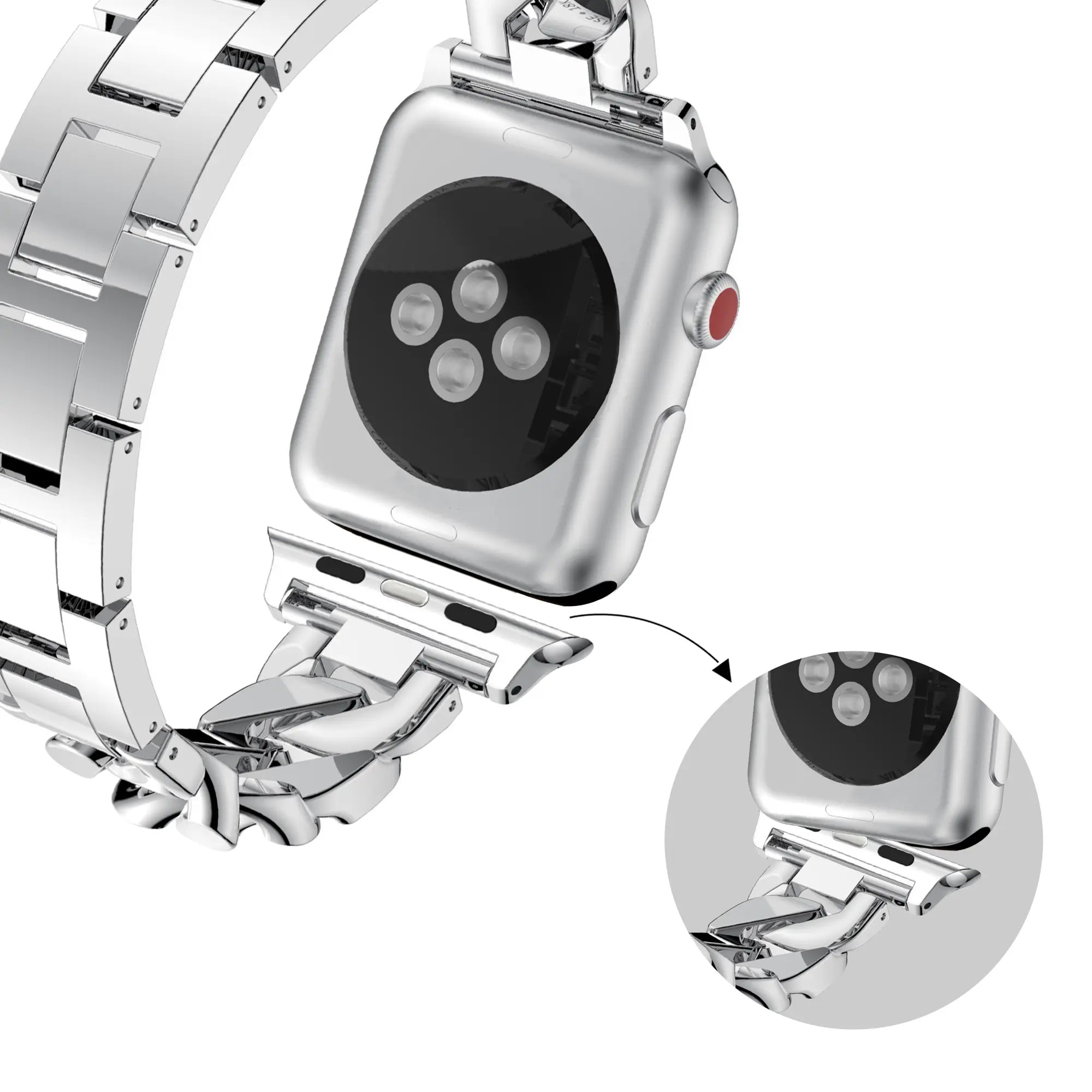 Bandz Apple Watch chain diamond band (zilver)