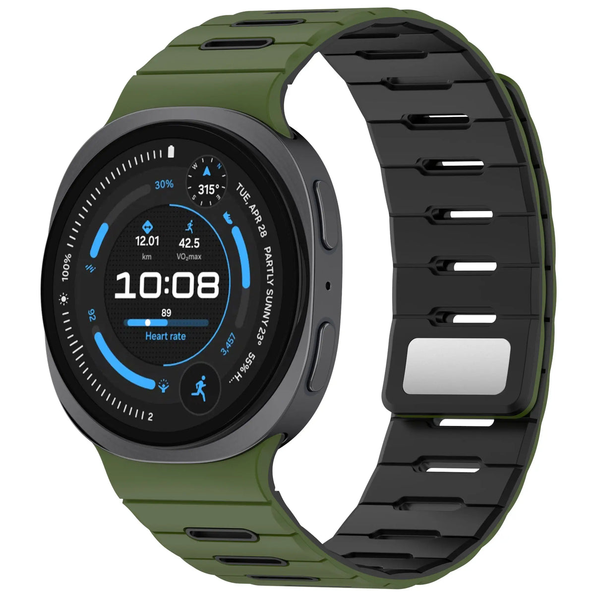 Samsung Galaxy Watch 9 - 44mm magnetisch siliconen bandje (legergroen/zwart)