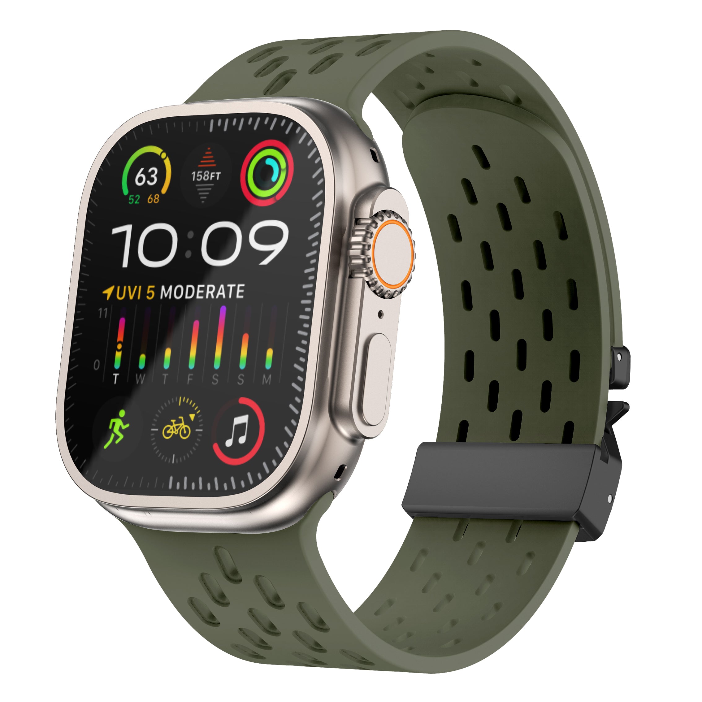 Apple Watch siliconen air bandje met P-Buckle (legergroen)