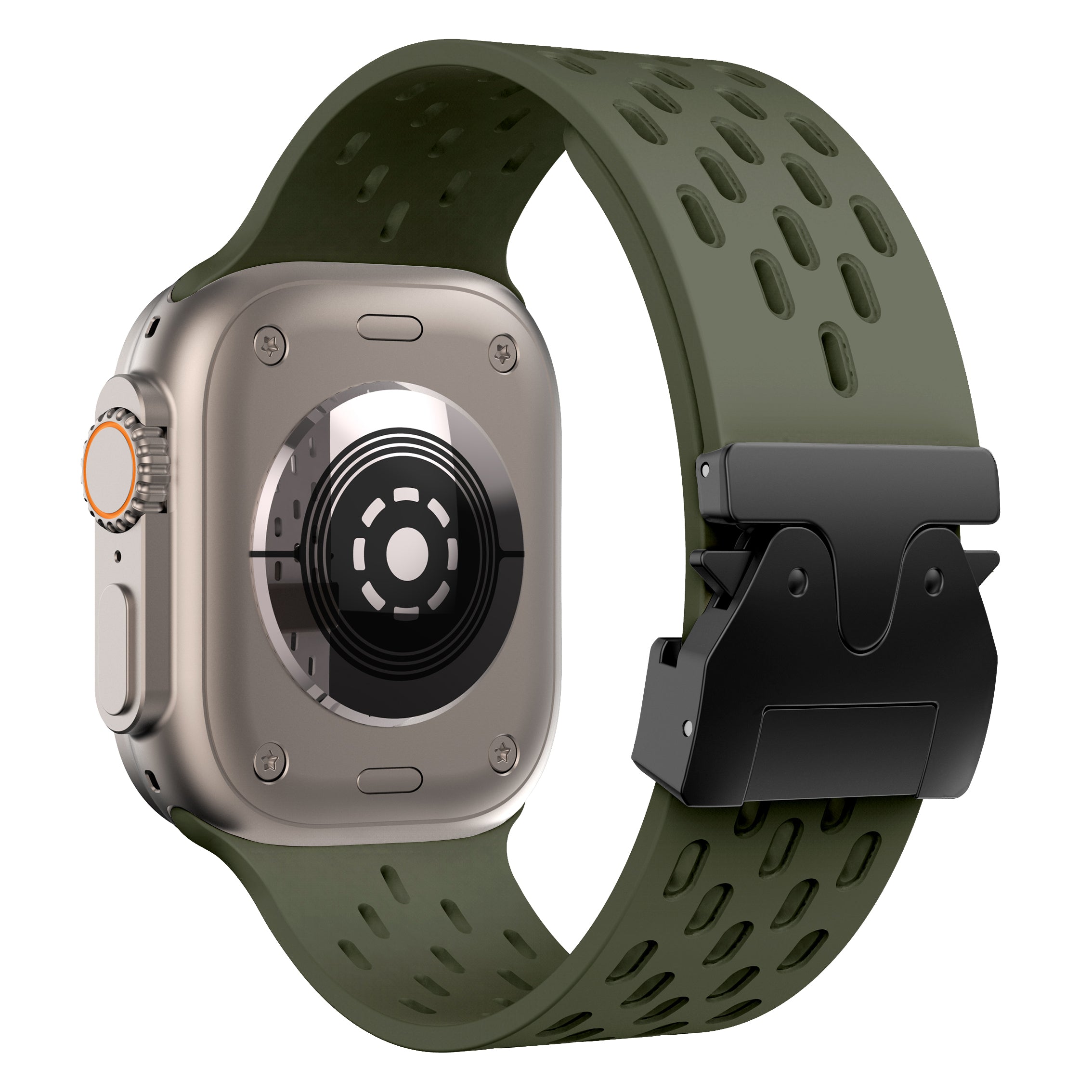 Apple Watch siliconen air bandje met P-Buckle (legergroen)