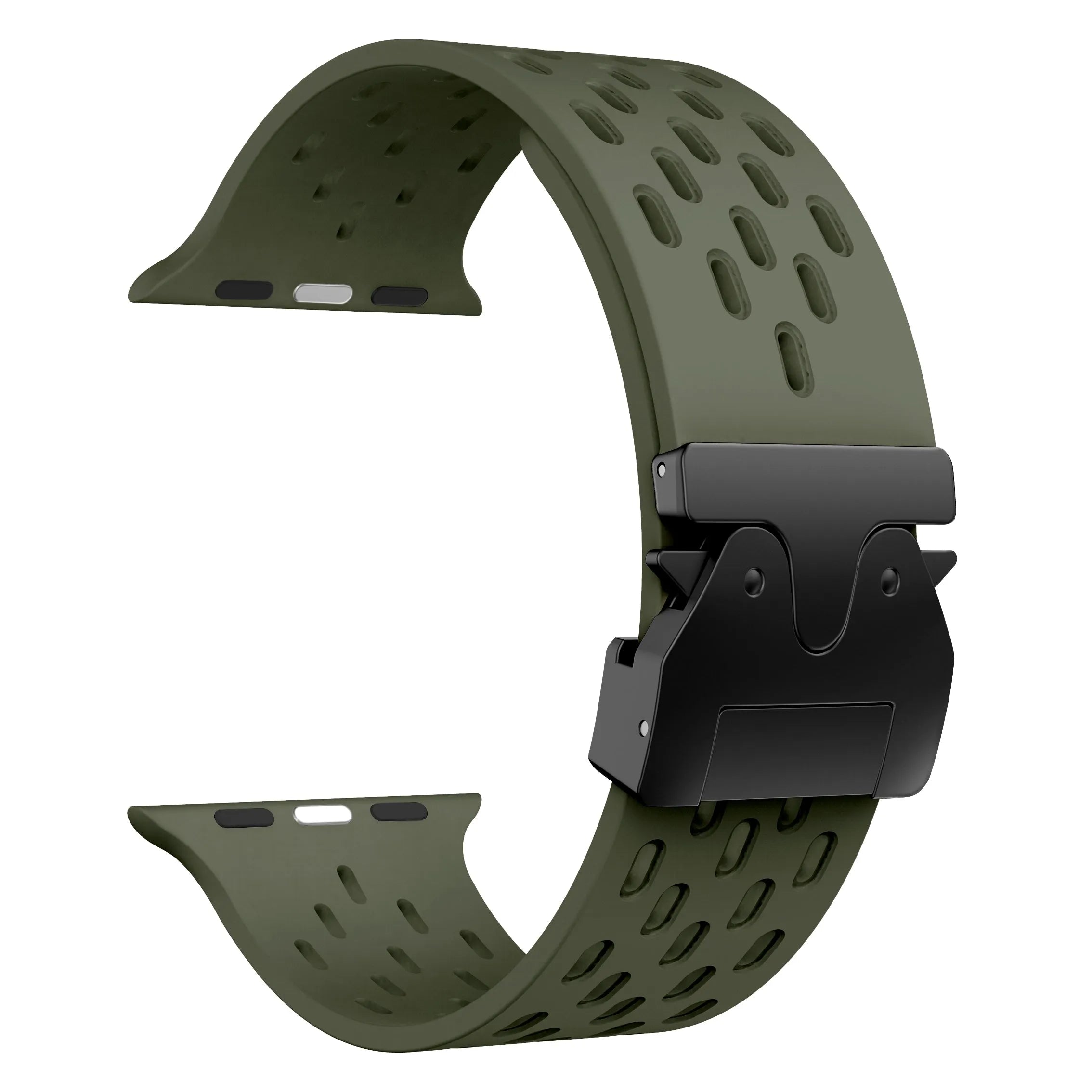 Apple Watch siliconen air bandje met P-Buckle (legergroen)
