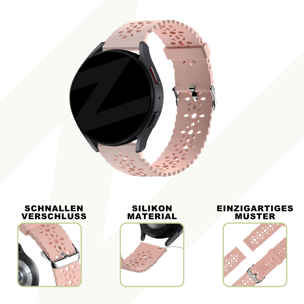 Bandz Coros Apex 2 siliconen band met bloemenpatroon (roze)
