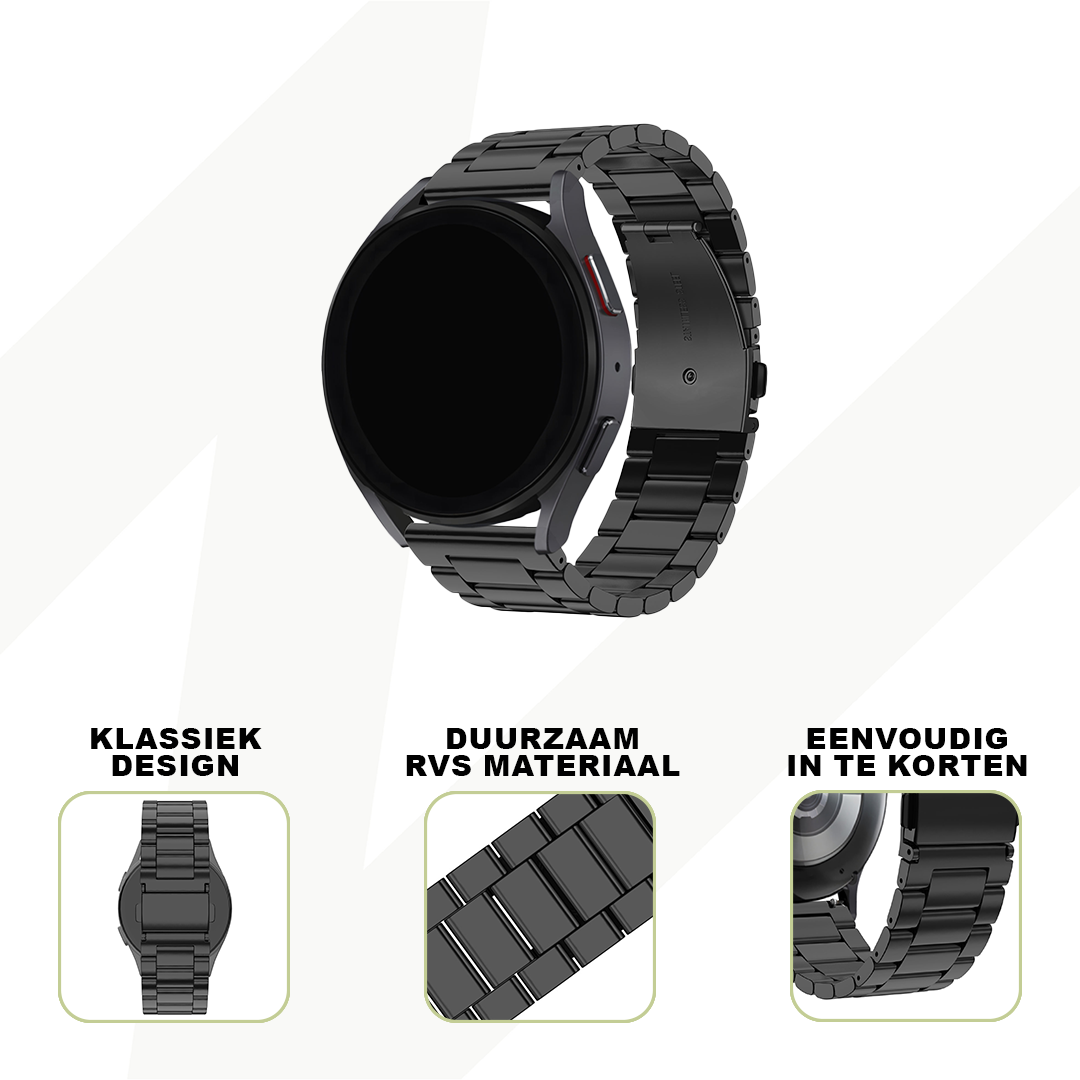 Bandz Garmin Vivoactive 3 stalen band 'Classic' (zwart)
