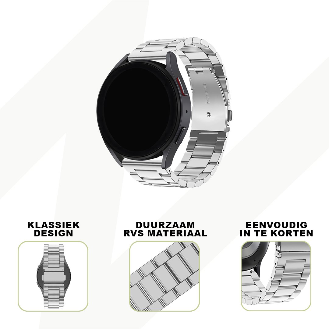 Bandz Garmin Vivoactive 3 stalen band 'Classic' (zilver)