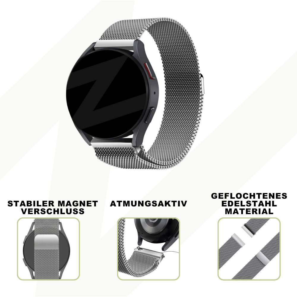 Bandz Coros Apex 42mm Milanese loop band (zilver)