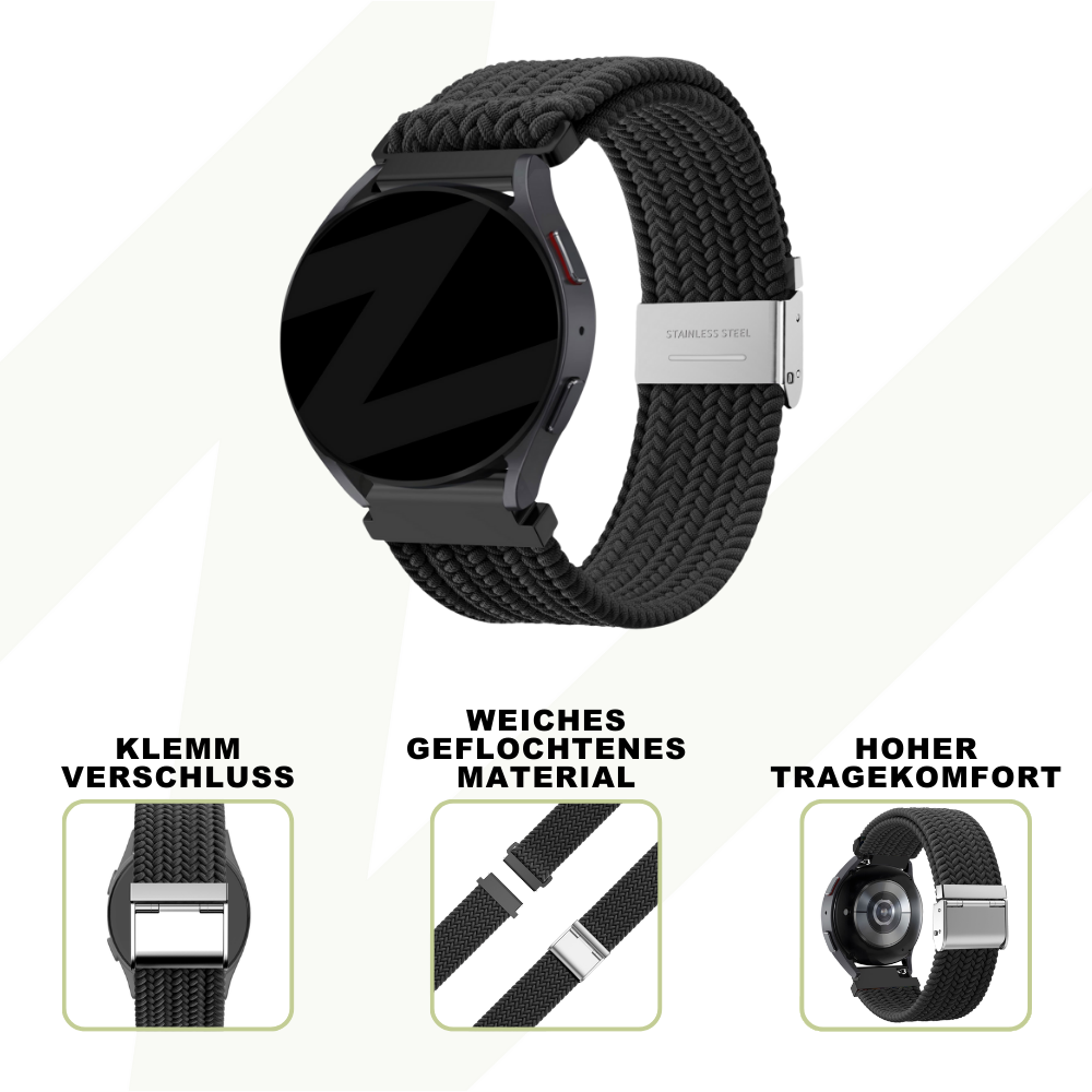 Bandz Suunto 9 Peak Pro gevlochten nylon band (zwart)