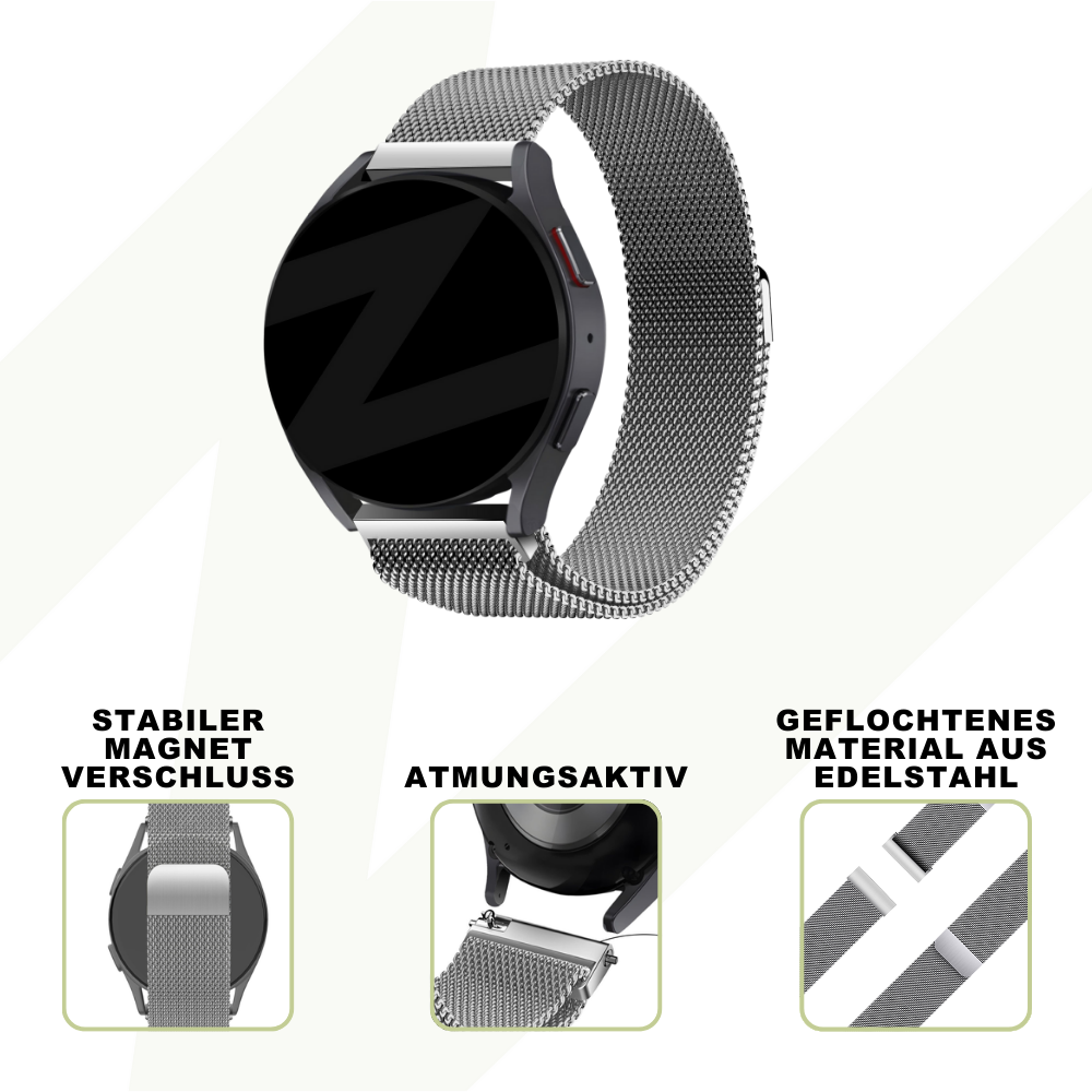 Bandz Coros Pace 3 Milanese Loop Strap (Silver)