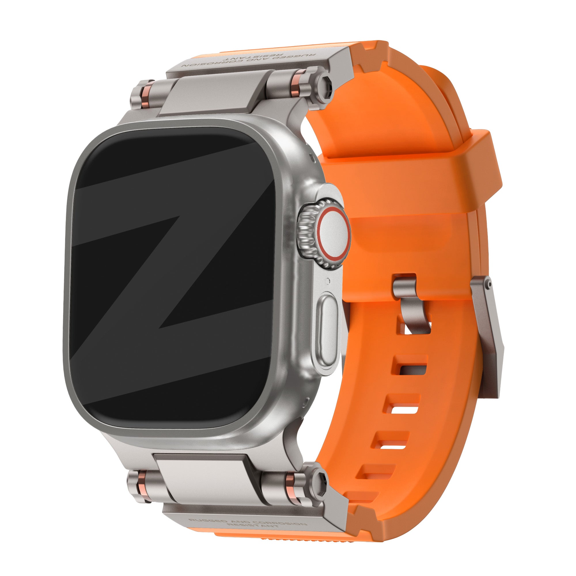 Bandz Apple Watch Silicone Strap 'Explorer' (Orange with Titanium)