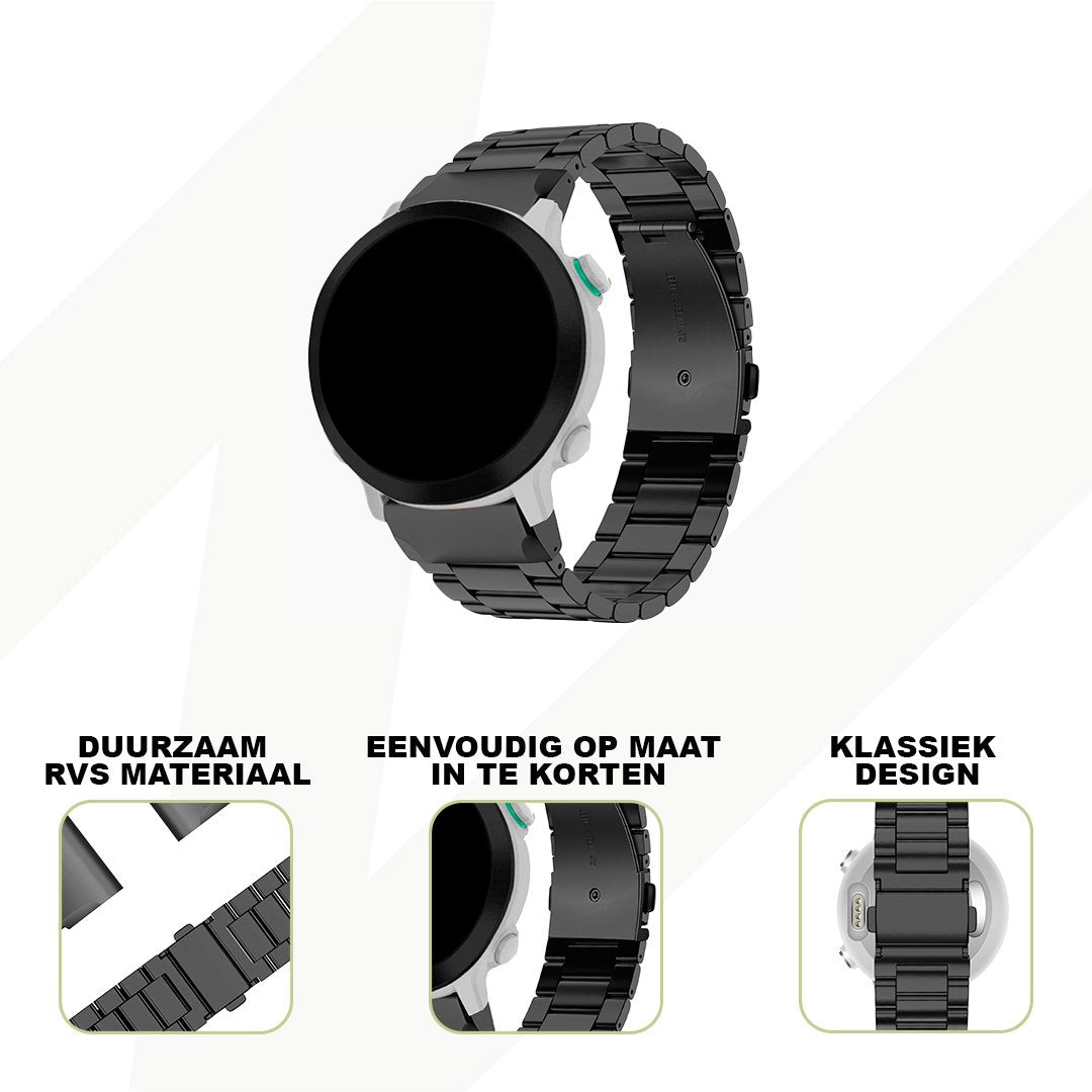 Bandz Garmin Forerunner 935 stalen band 'Classic' (zwart)