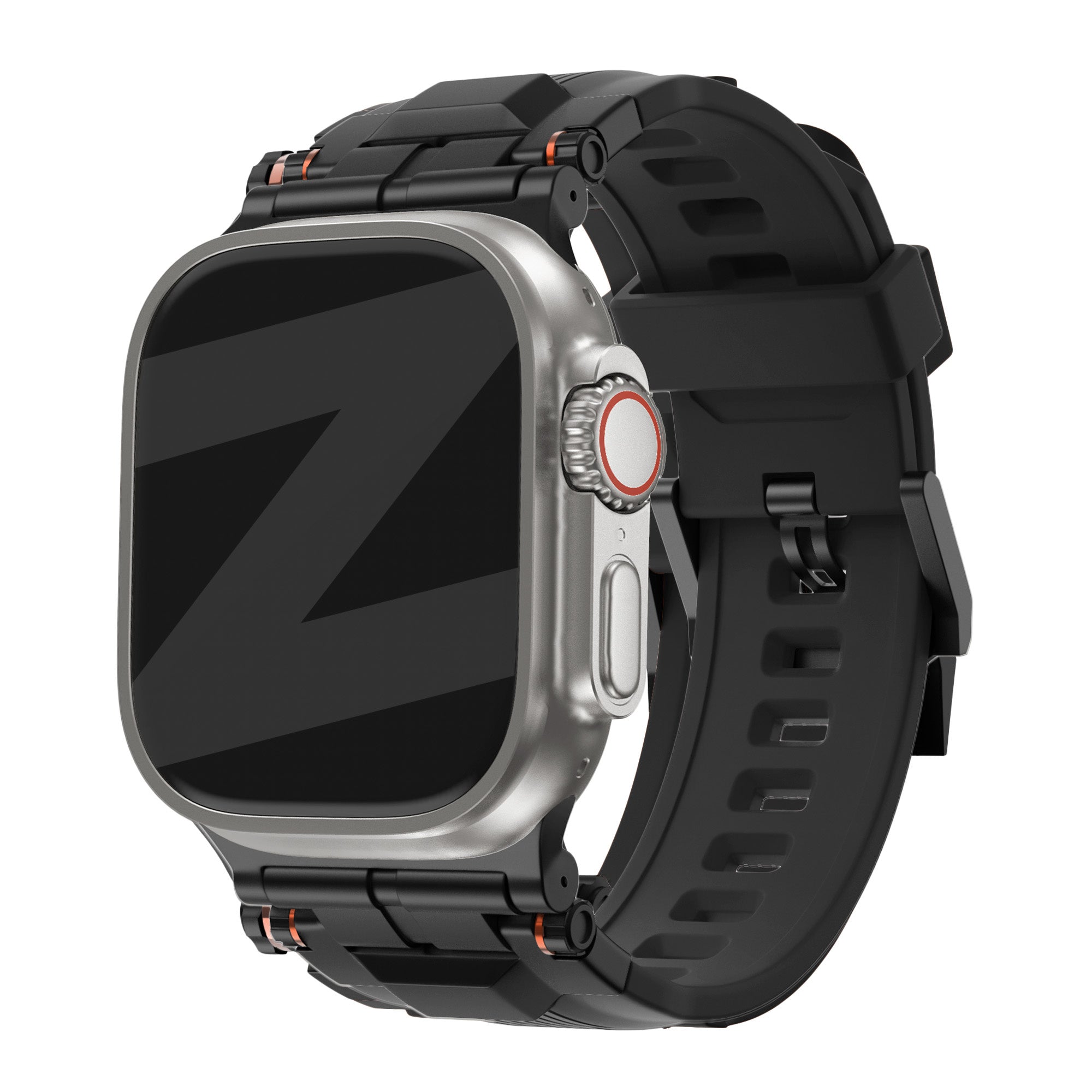 Bandz Apple Watch liquid siliconen band 'Explorer' (zwart met zwart)