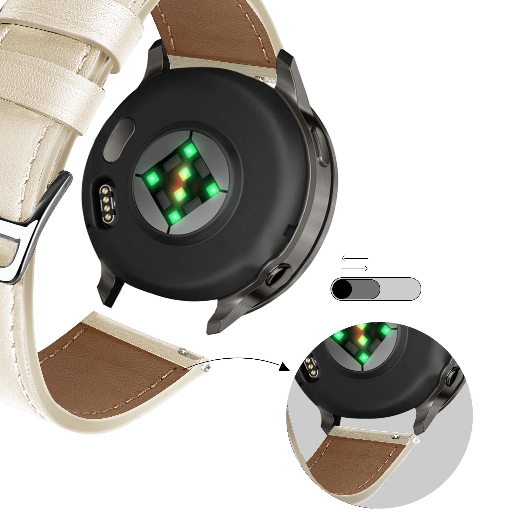 Bandz Garmin Venu 3s Leather Strap 'Deluxe' (Beige)