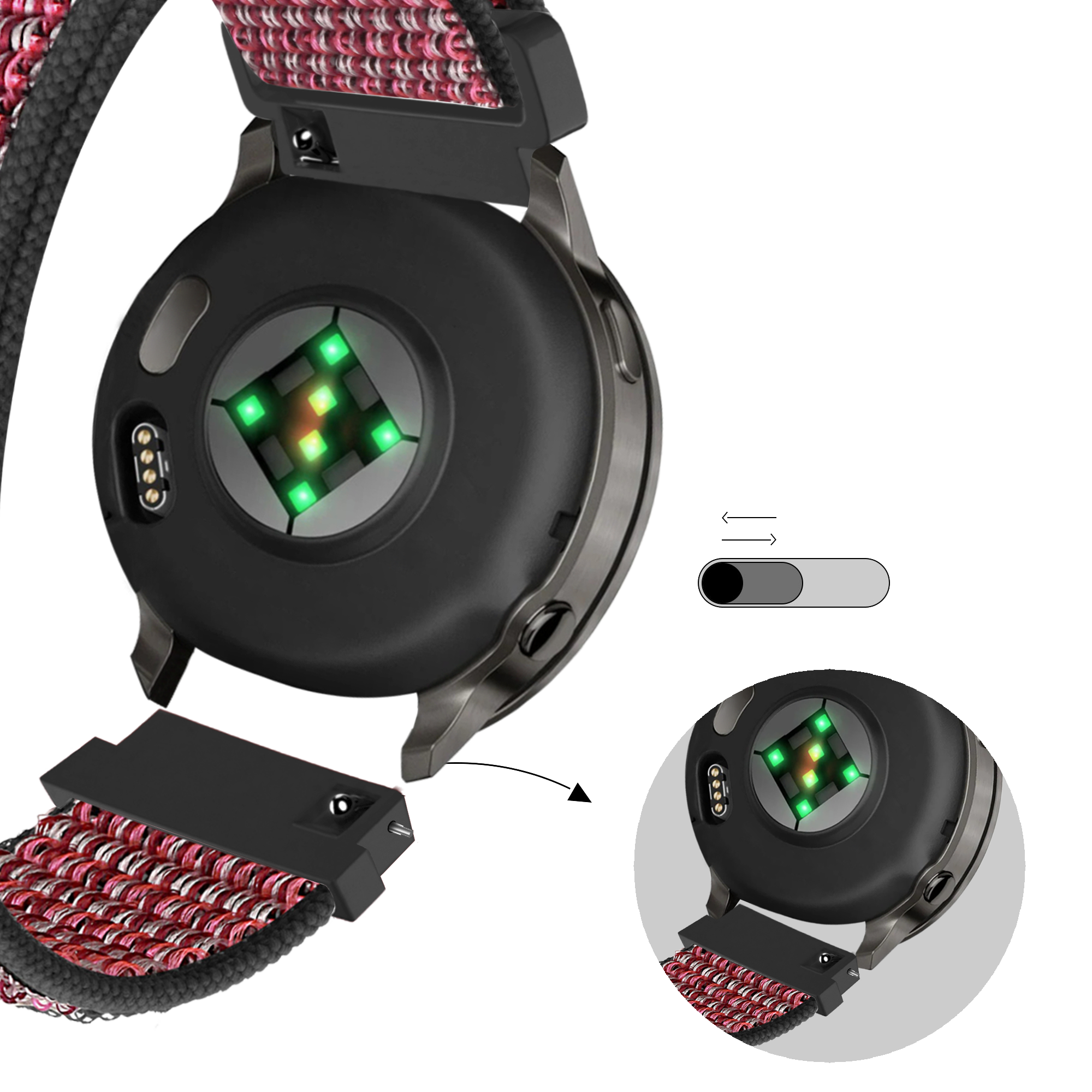 Bandz Garmin Approach S12 Nylon Loop Strap (Crimson Berry)